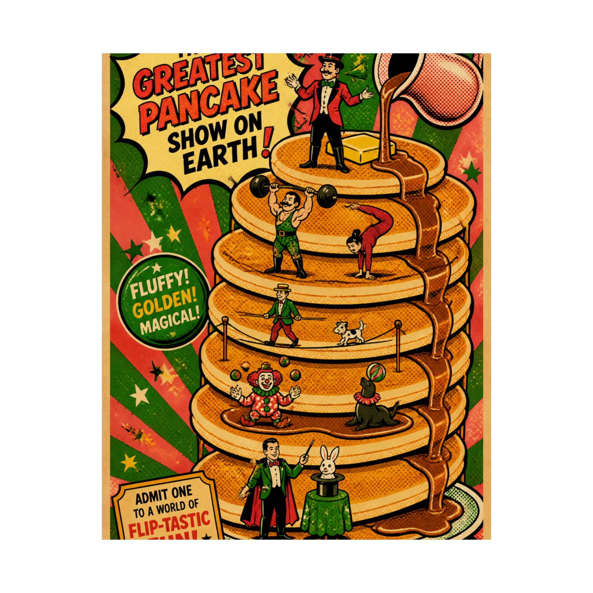 Pancake Stack Platform Wall Art Poster 18×24 Pop Art Living Room Decor Maximalist Print