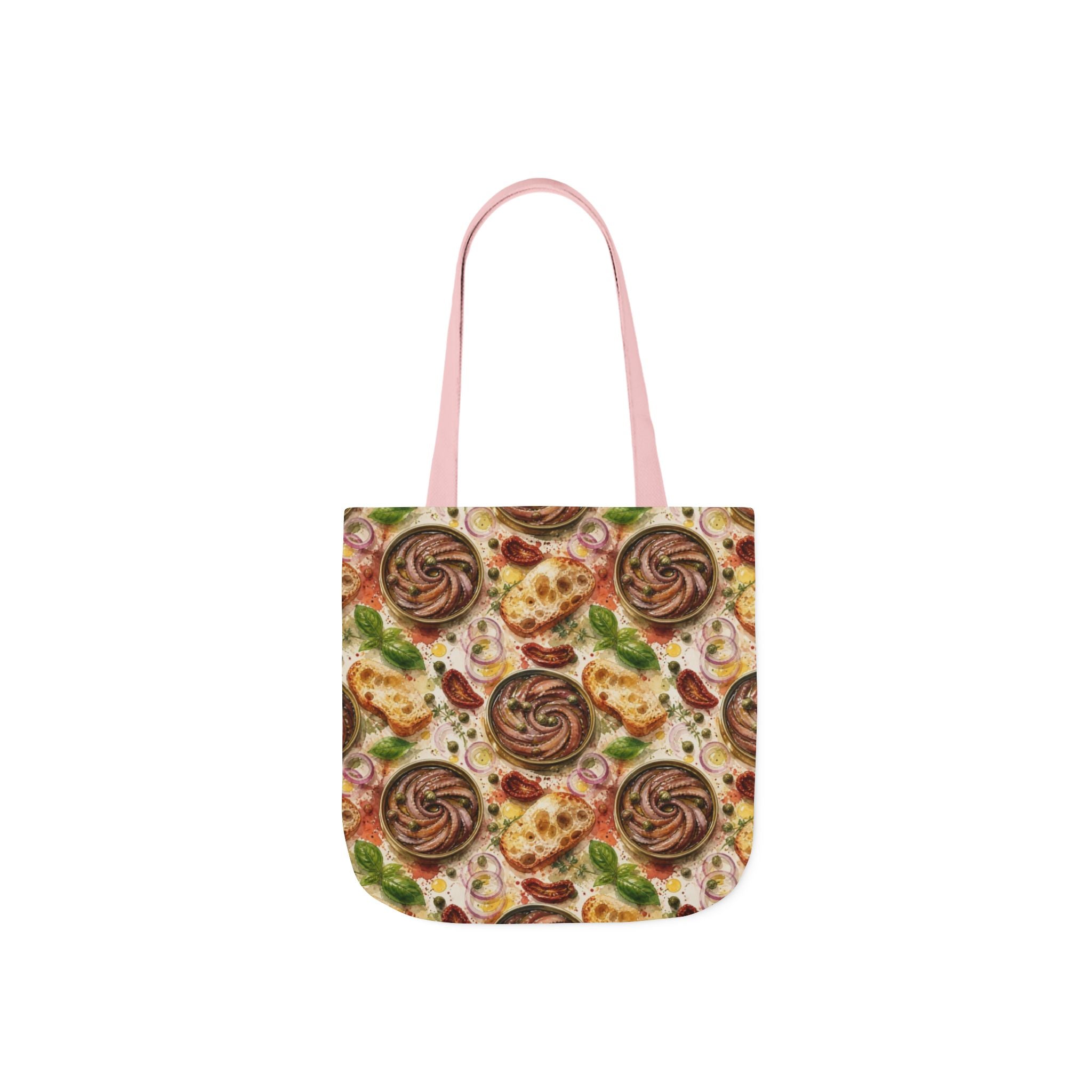 Anchovies & Capers Canvas Tote Bag Mediterranean Kitchen Watercolor Splash Design Italian Cottagecore Gift