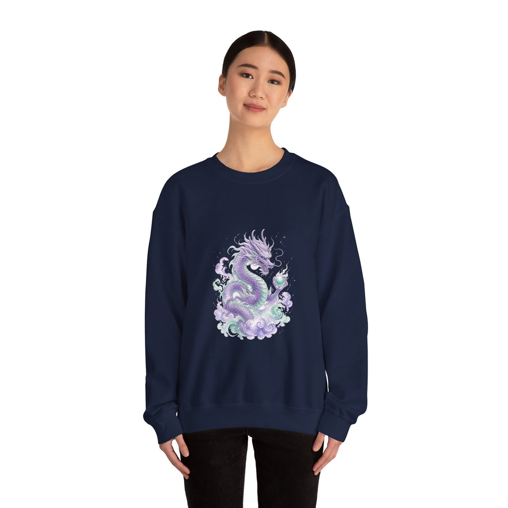 Matching Couple Sweatshirt - Dragon & Phoenix Matching Couple Crewneck Sweatshirt Watercolor Art His Hers Engagement Gift - Design A