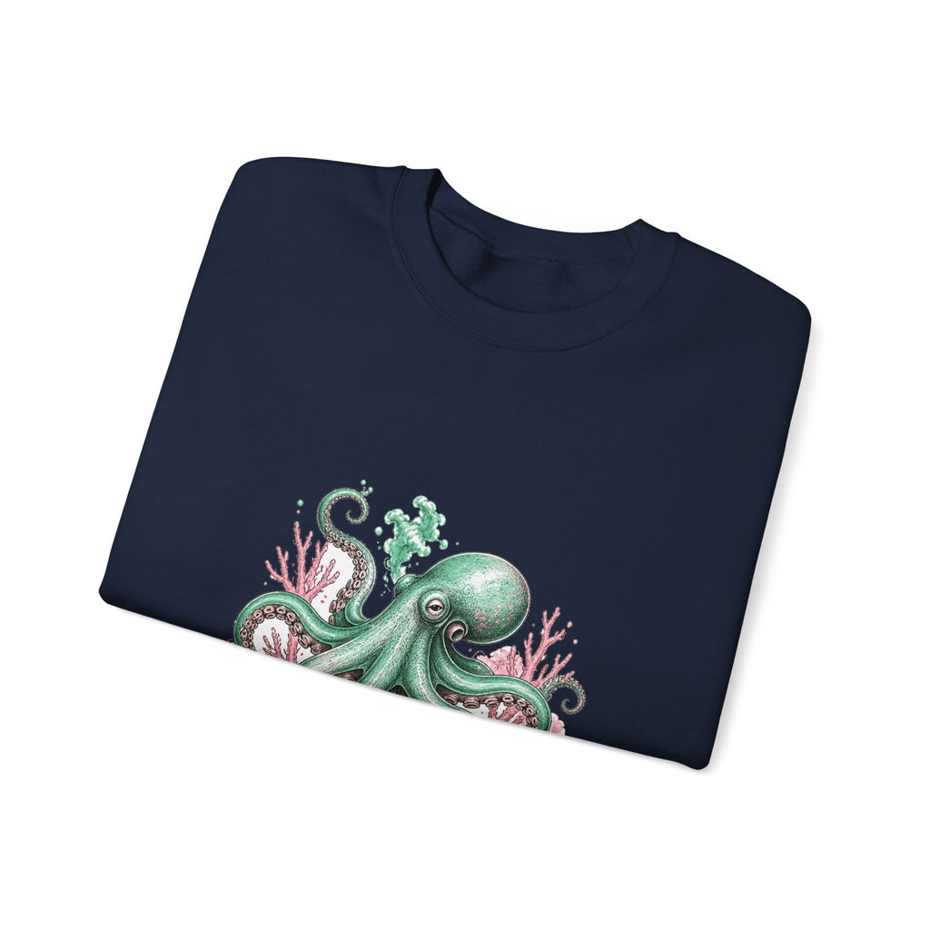 Matching Couple Sweatshirt - Octopus & Jellyfish Matching Couple Premium Fleece Sweatshirt Hand-Drawn Art His Hers Anniversary Gift - Design A