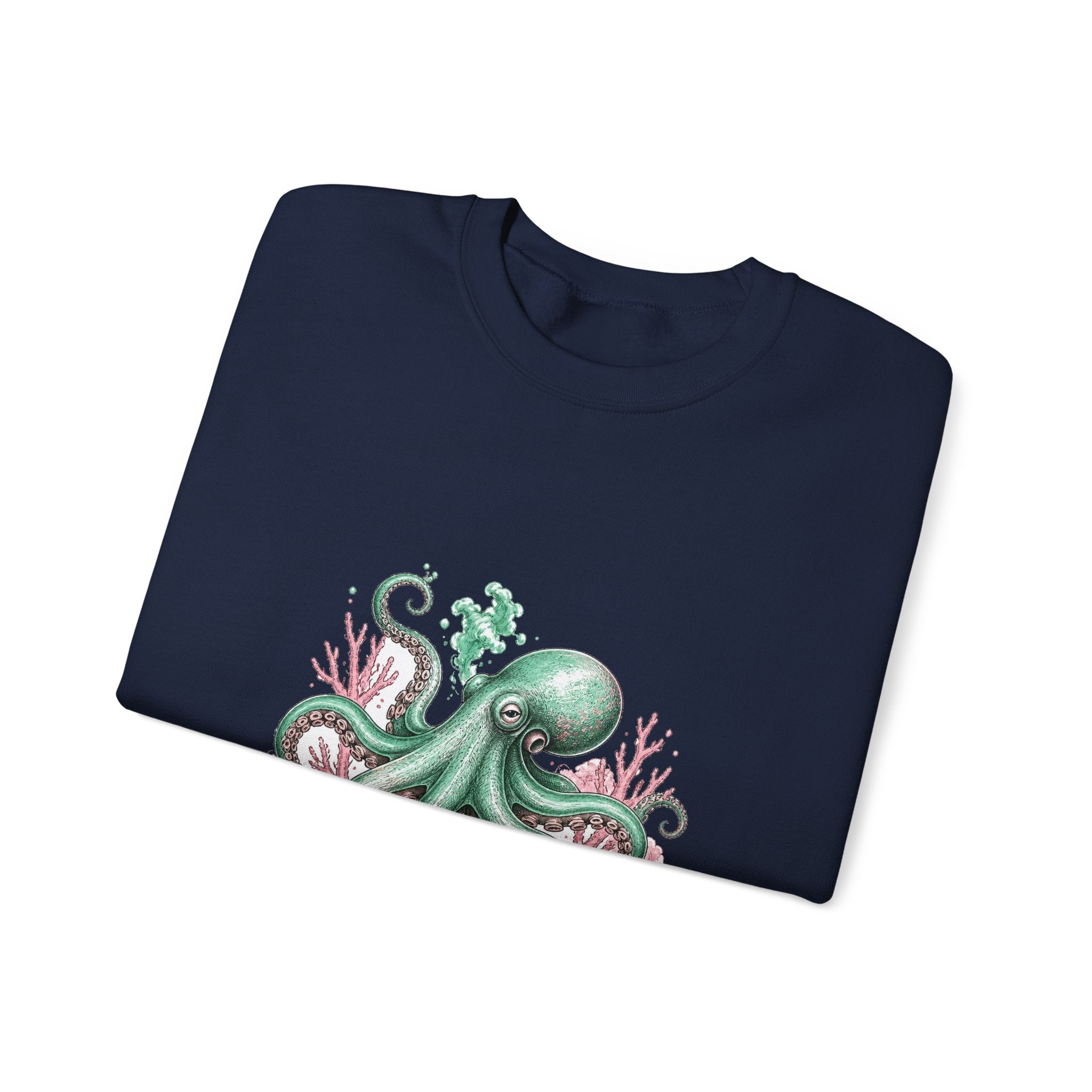Matching Couple Sweatshirt - Octopus & Jellyfish Matching Couple Premium Fleece Sweatshirt Hand-Drawn Art His Hers Anniversary Gift - Design A