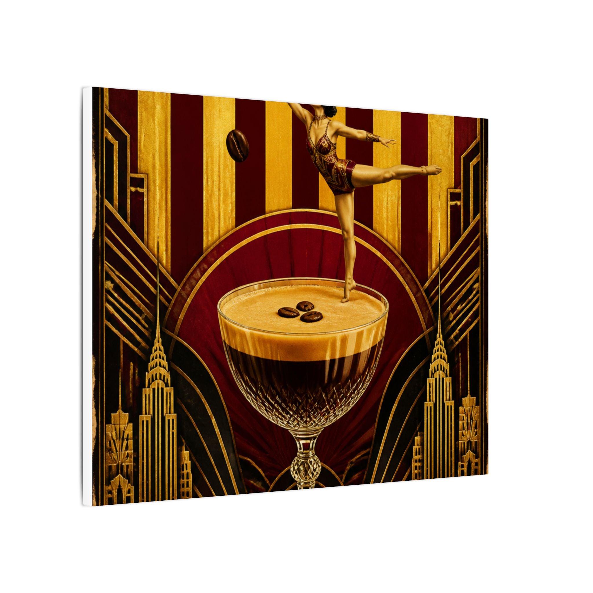 Espresso Martini Acrobat Wall Art Canvas 16×20 Art Deco Entryway Decor Maximalist Print
