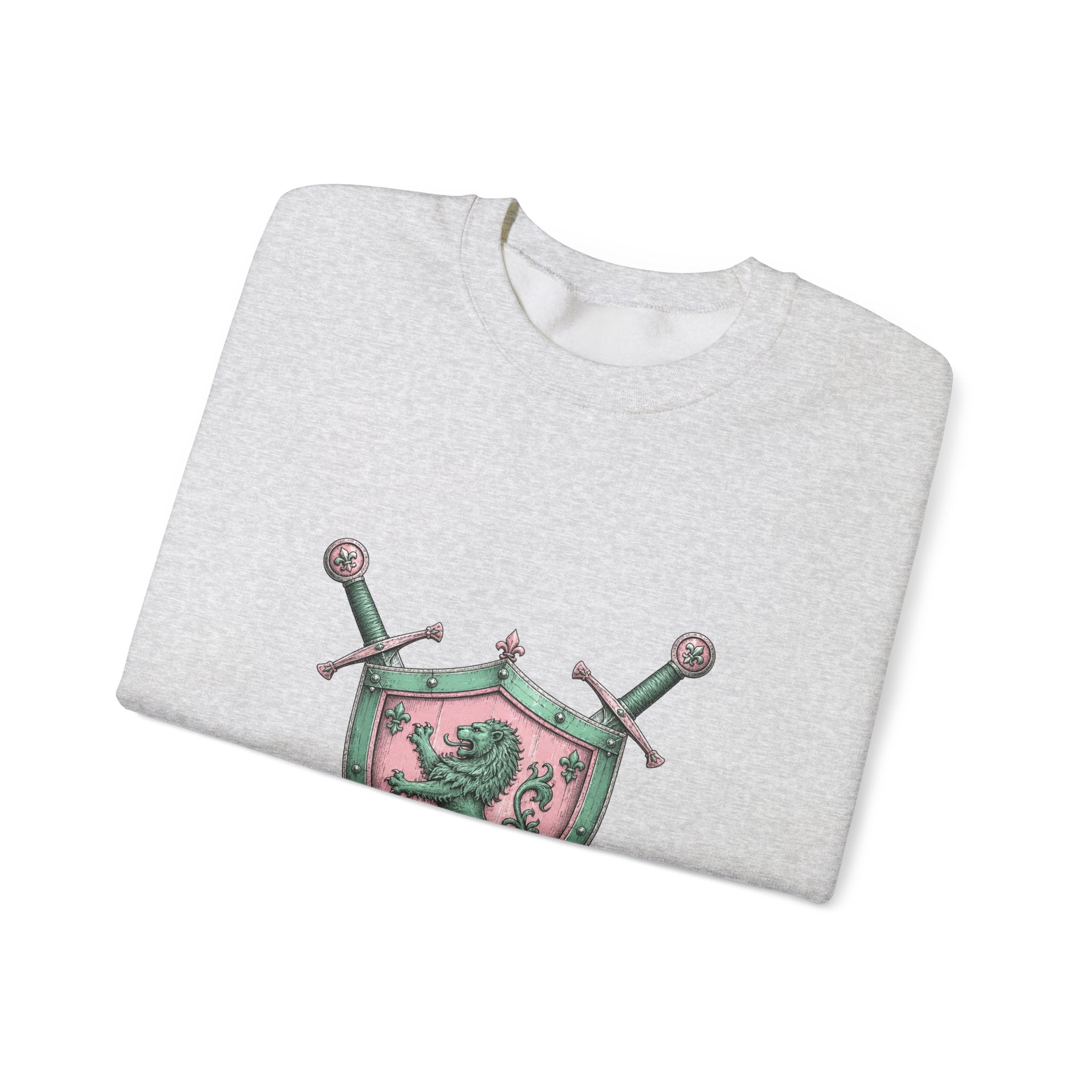 Matching Couple Sweatshirt - Crown & Shield Matching Couple Comfort Colors Crew Hand-Drawn Art His Hers Anniversary Gift - Design B