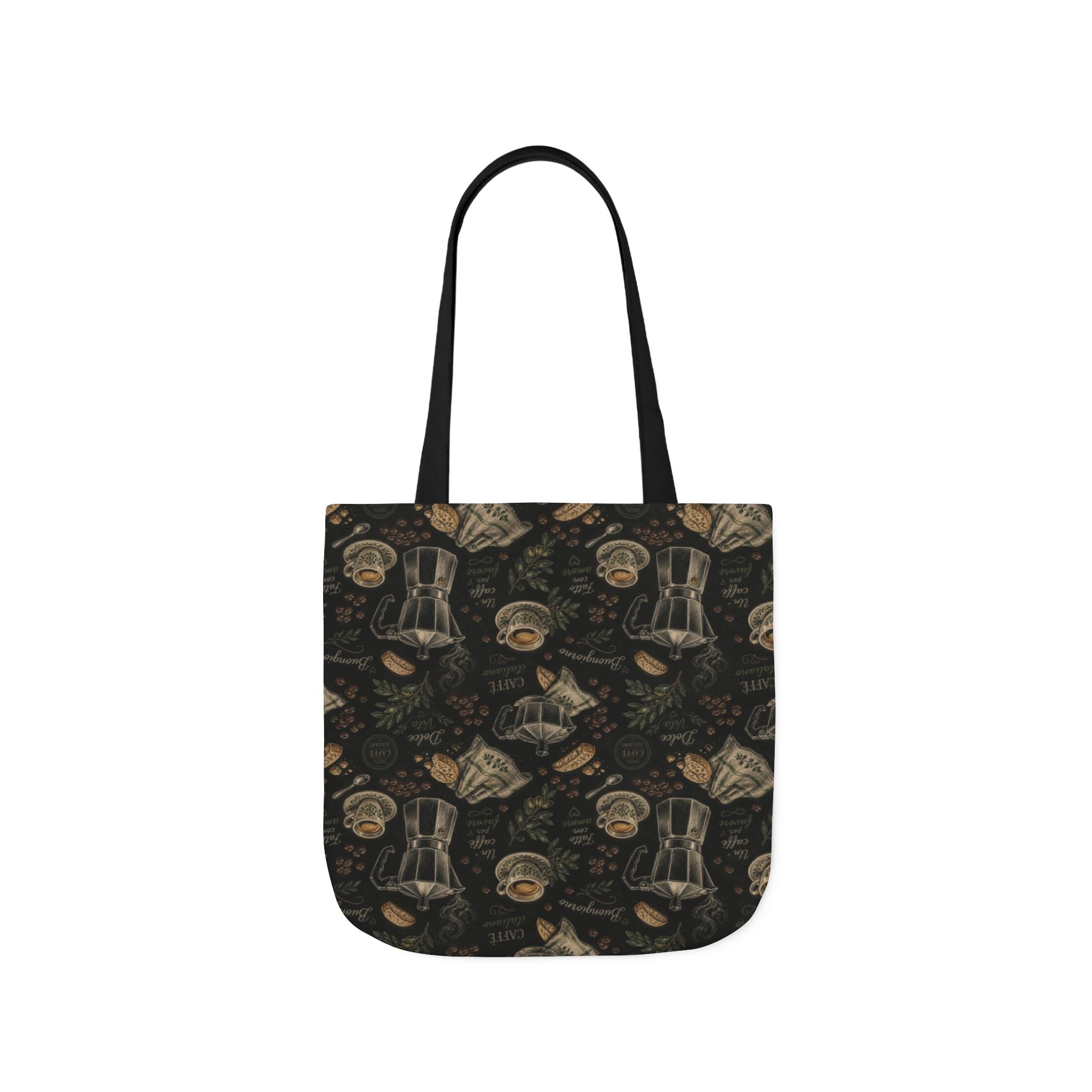 Espresso Moka Pot Canvas Tote Bag Mediterranean Kitchen Chalk Art Design Italian Cottagecore Gift