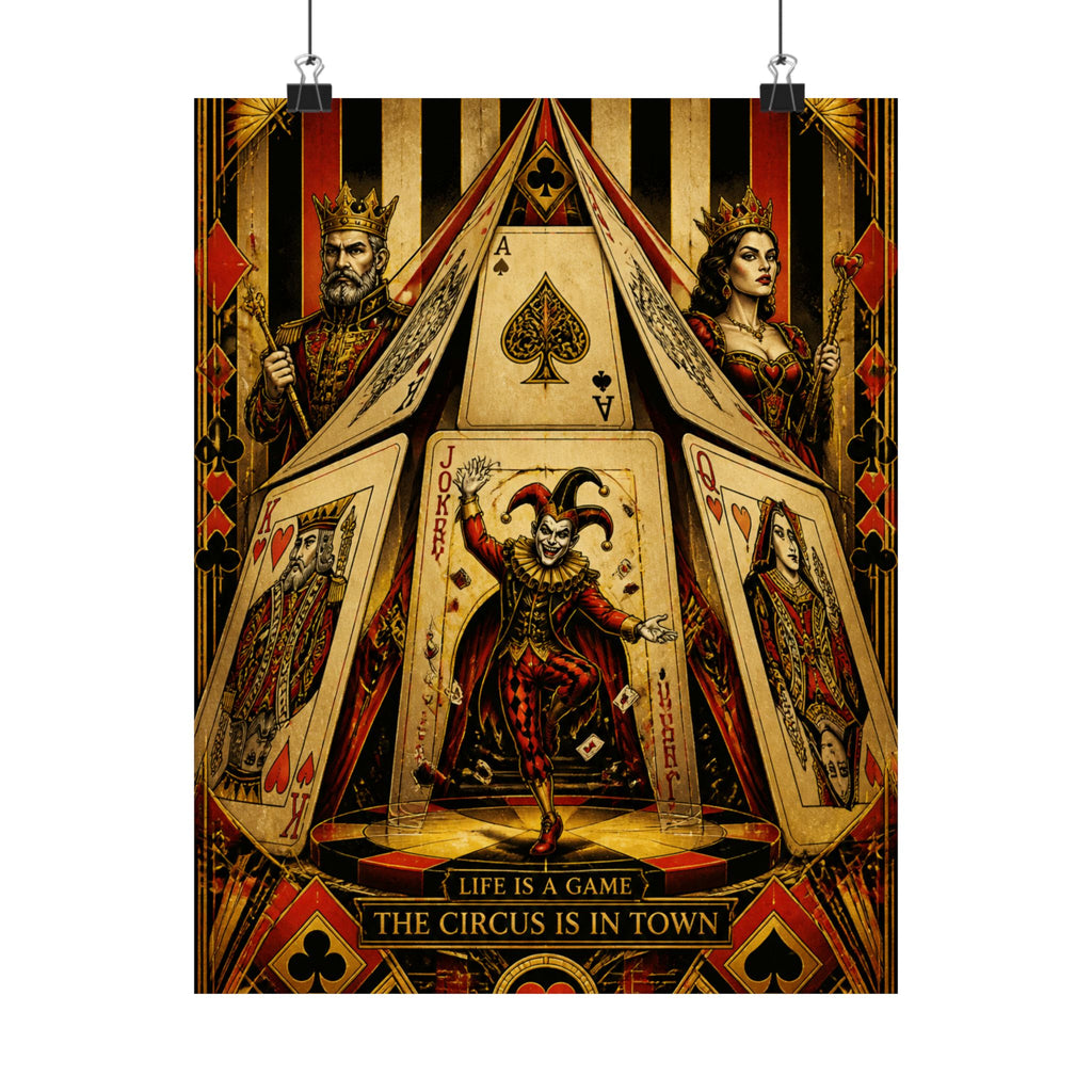 Playing Cards Tent Wall Art Poster 24×36 Art Deco Bar Area Decor Maximalist Print