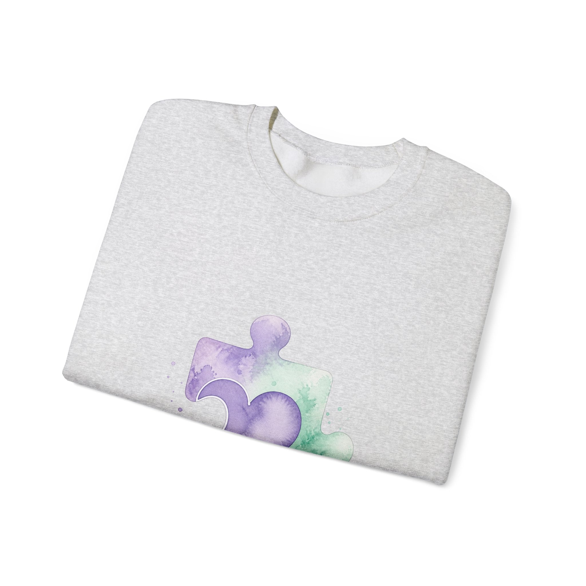 Matching Couple Sweatshirt - Puzzle Pieces Matching Couple Comfort Colors Crew Watercolor Art His Hers Birthday Gift - Design B
