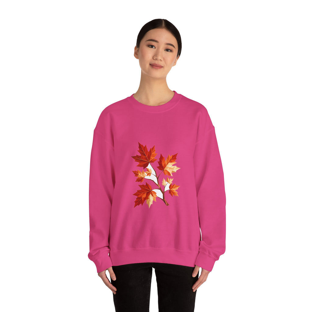 Matching Couple Sweatshirt - Cherry Blossom & Maple Leaf Matching Couple Comfort Colors Crew Geometric Art His Hers Love Gift - Design B