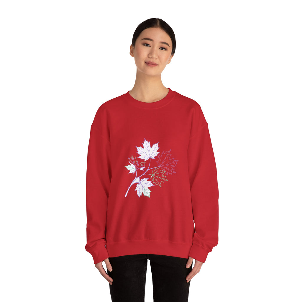 Matching Couple Sweatshirt - Cherry Blossom & Maple Leaf Matching Couple Crewneck Sweatshirt Minimalist Art His Hers Valentine Gift - Design B