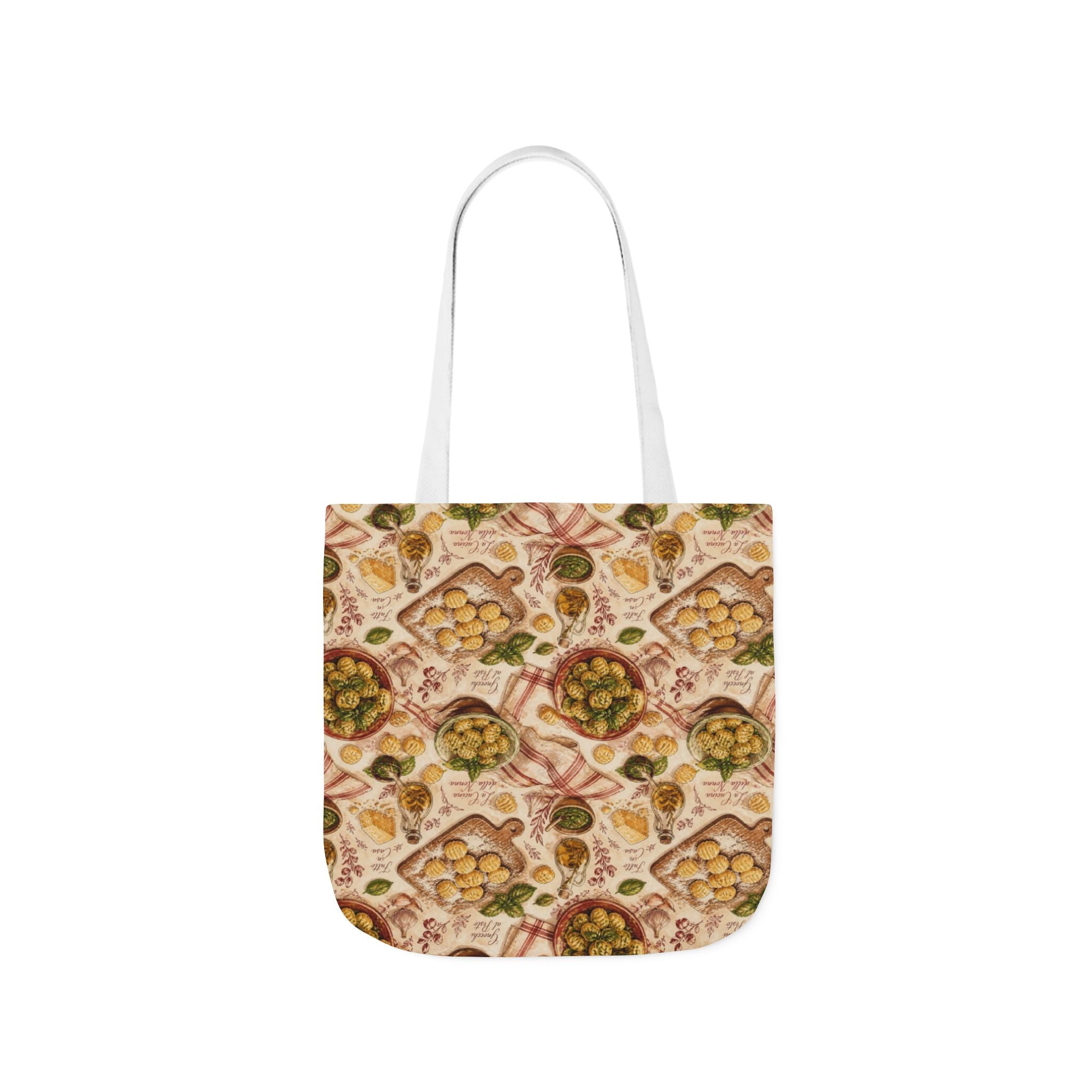 Potato Gnocchi Canvas Tote Bag Mediterranean Kitchen Watercolor Design Italian Cottagecore Gift