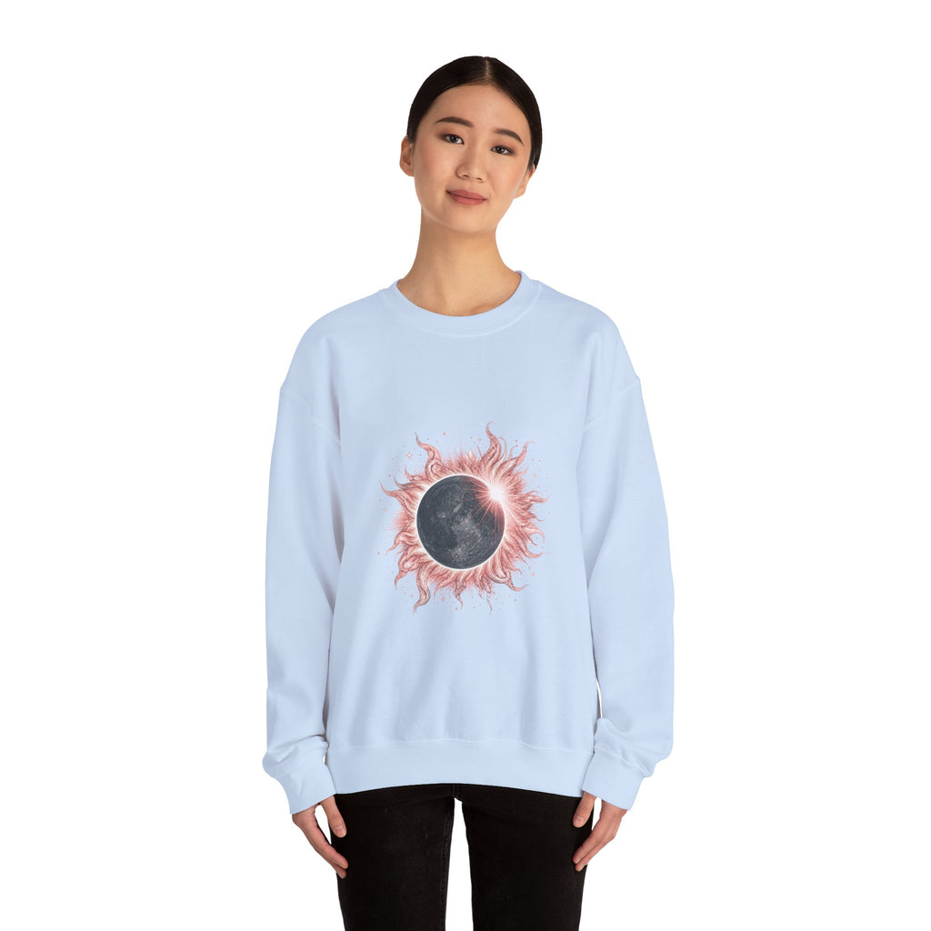 Matching Couple Sweatshirt - Solar & Lunar Eclipse Matching Couple Comfort Colors Crew Hand-Drawn Art His Hers Anniversary Gift - Design A