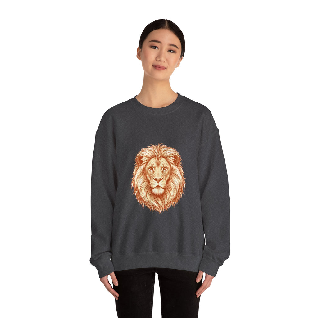 Matching Couple Sweatshirt - Lion & Lamb Matching Couple Comfort Colors Crew Hand-Drawn Art His Hers Anniversary Gift - Design A