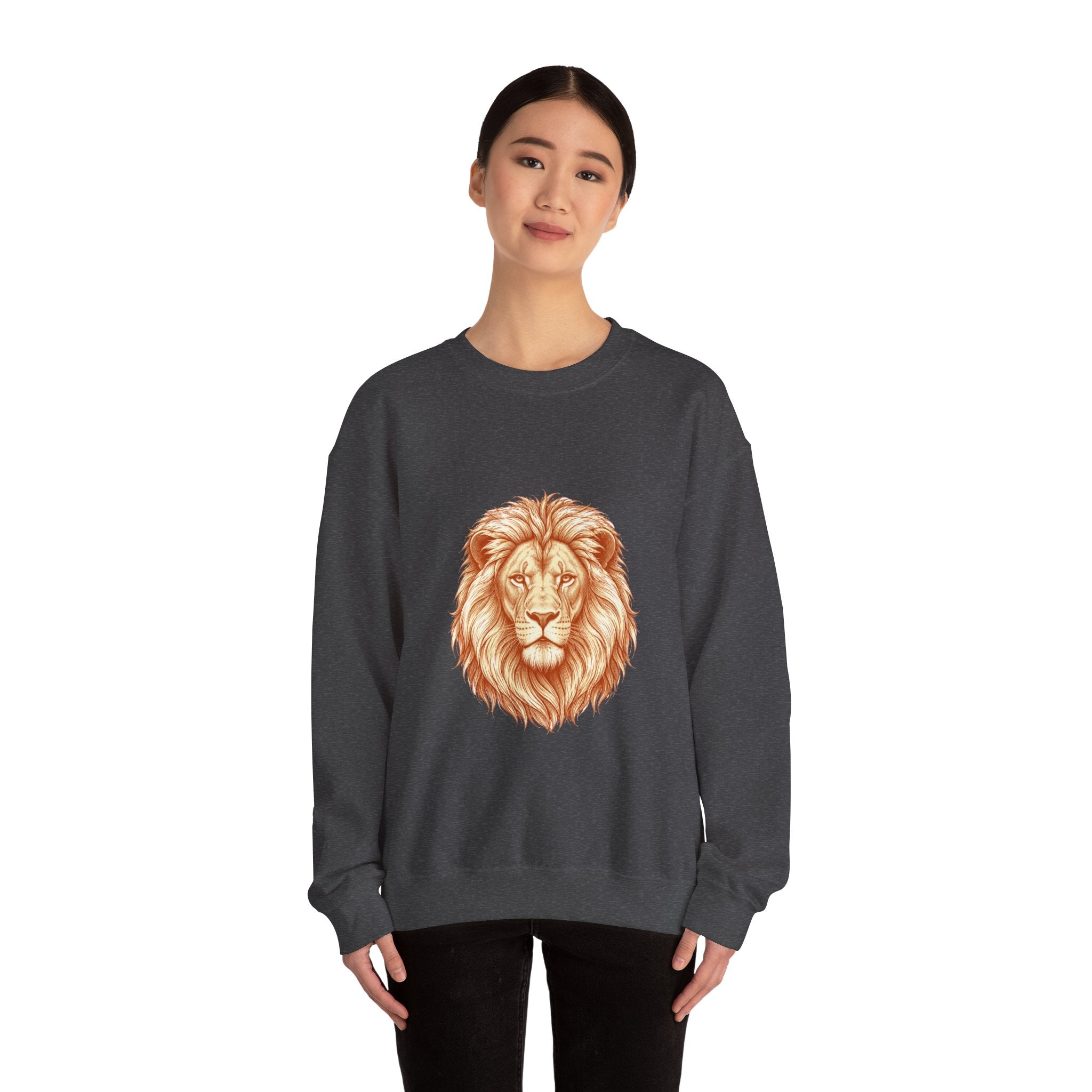 Matching Couple Sweatshirt - Lion & Lamb Matching Couple Comfort Colors Crew Hand-Drawn Art His Hers Anniversary Gift - Design A