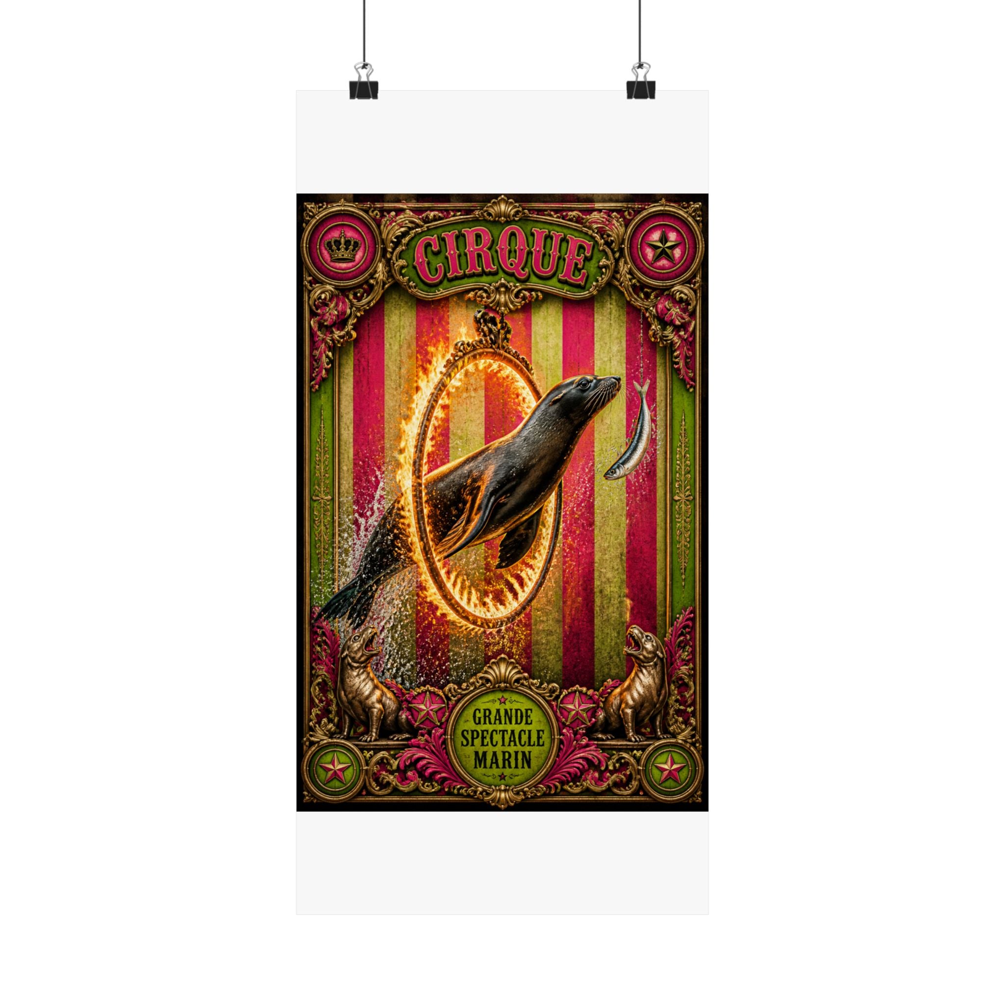 Seal Fire Hoop Wall Art Poster 24×36 Baroque Studio Decor Maximalist Print