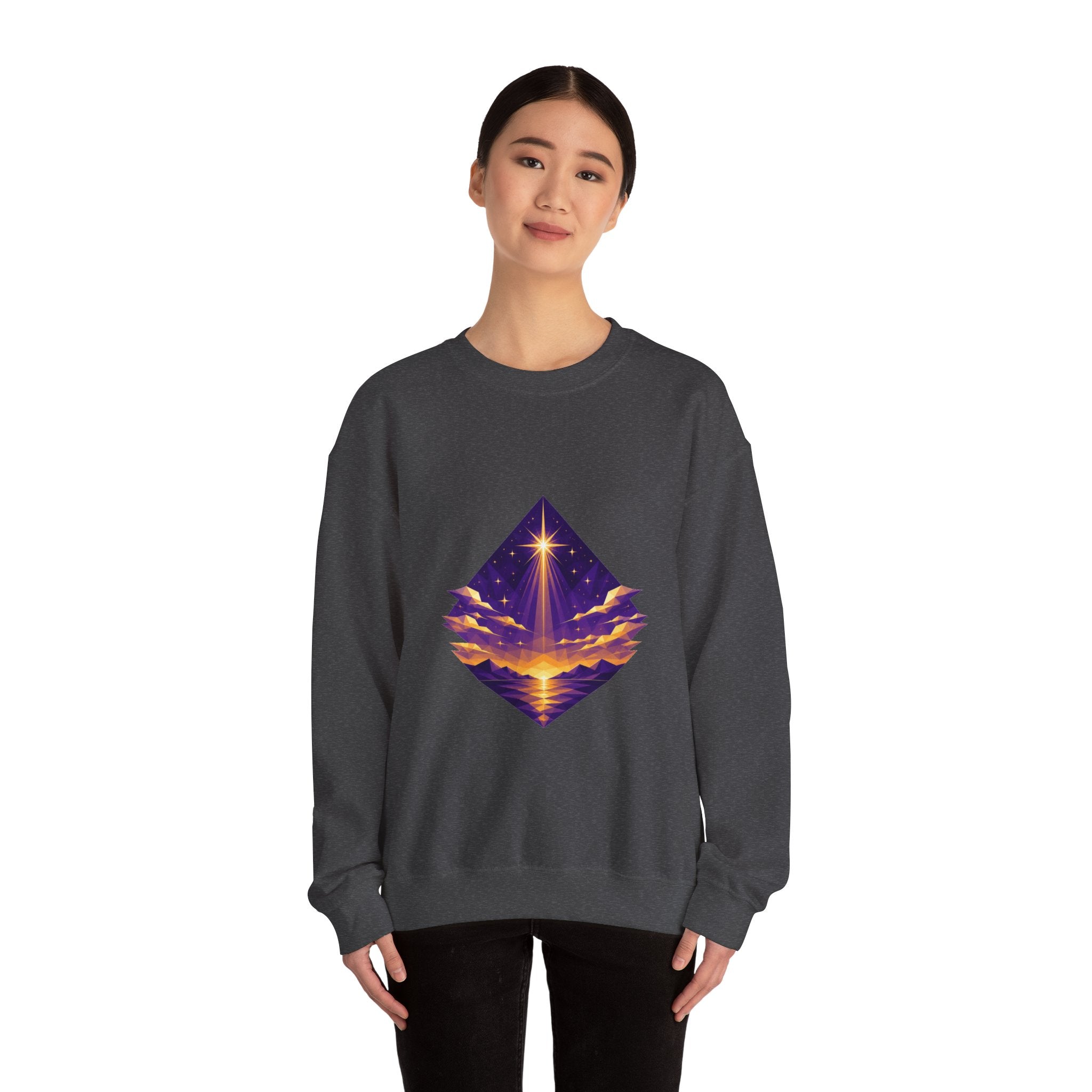 Matching Couple Sweatshirt - Evening & Morning Star Matching Couple Premium Fleece Sweatshirt Geometric Art His Hers Love Gift - Design A