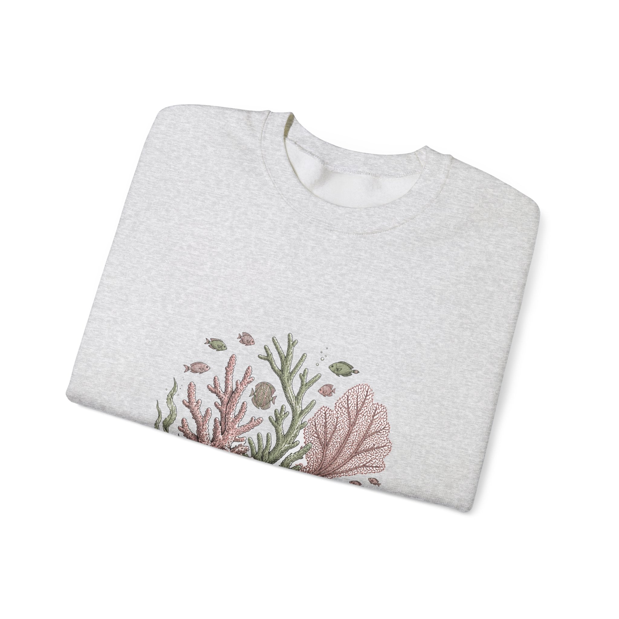 Matching Couple Sweatshirt - Coral Reef & Deep Sea Matching Couple Crewneck Sweatshirt Hand-Drawn Art His Hers Best Friend Gift - Design A