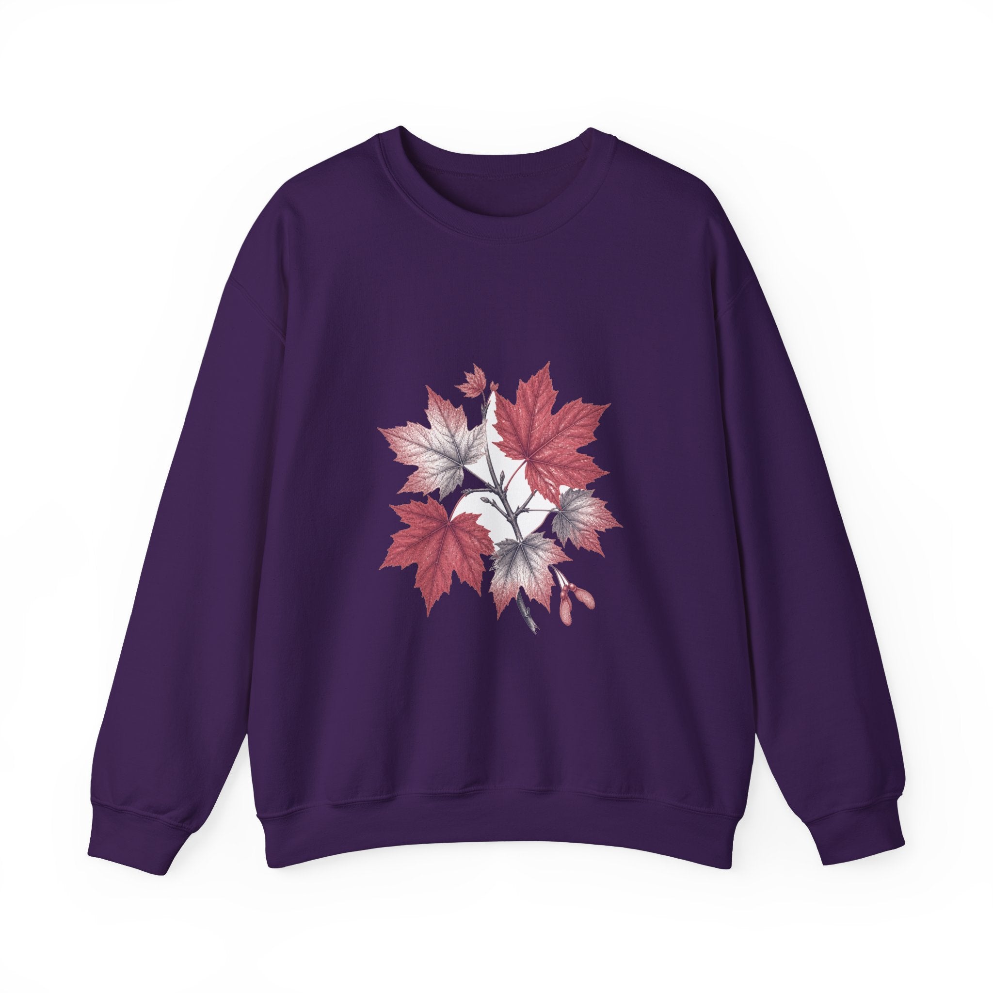 Matching Couple Sweatshirt - Cherry Blossom & Maple Leaf Matching Couple Crewneck Sweatshirt Vintage Art His Hers Wedding Gift - Design B