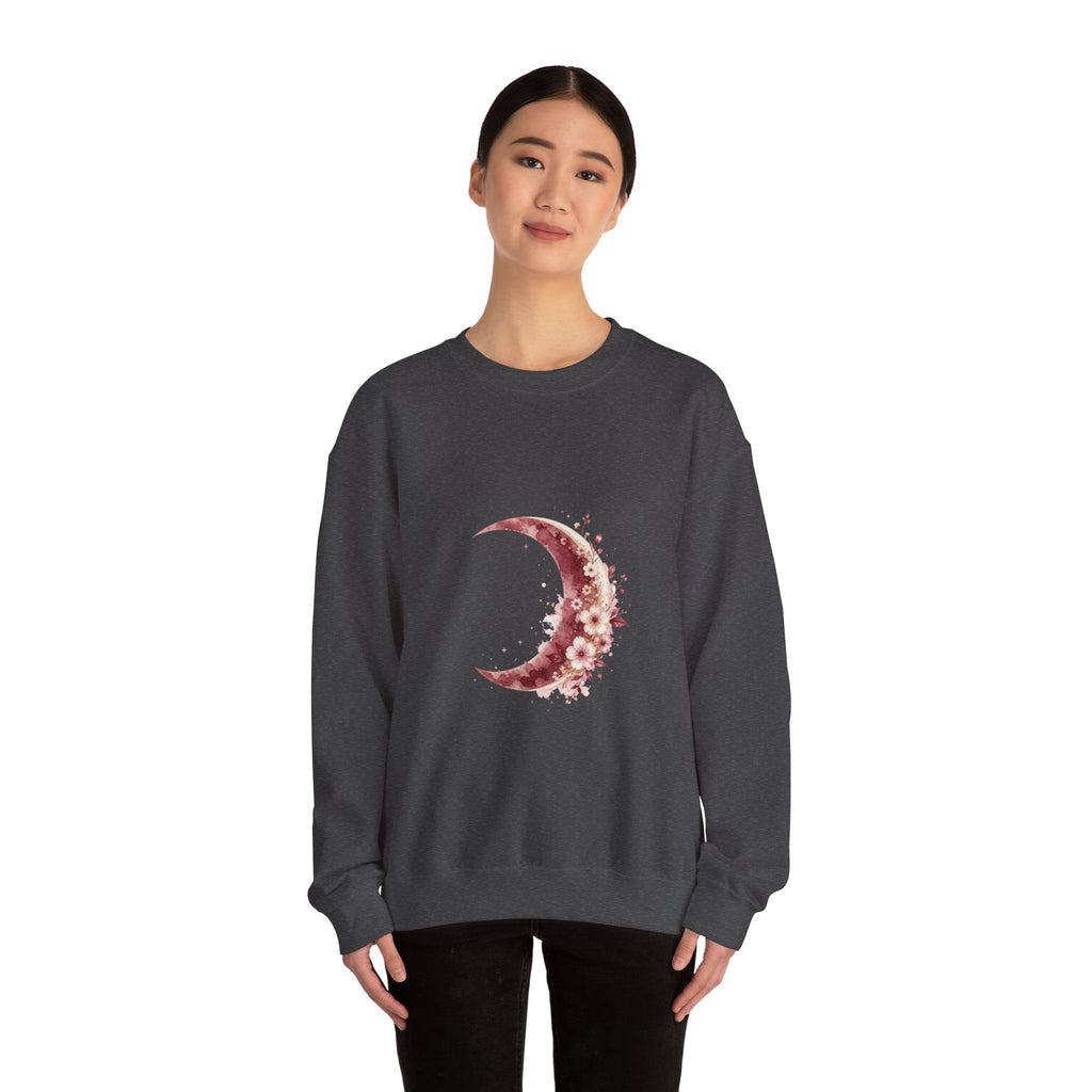Matching Couple Sweatshirt - Waxing & Waning Moon Matching Couple Premium Fleece Sweatshirt Watercolor Art His Hers Birthday Gift - Design A