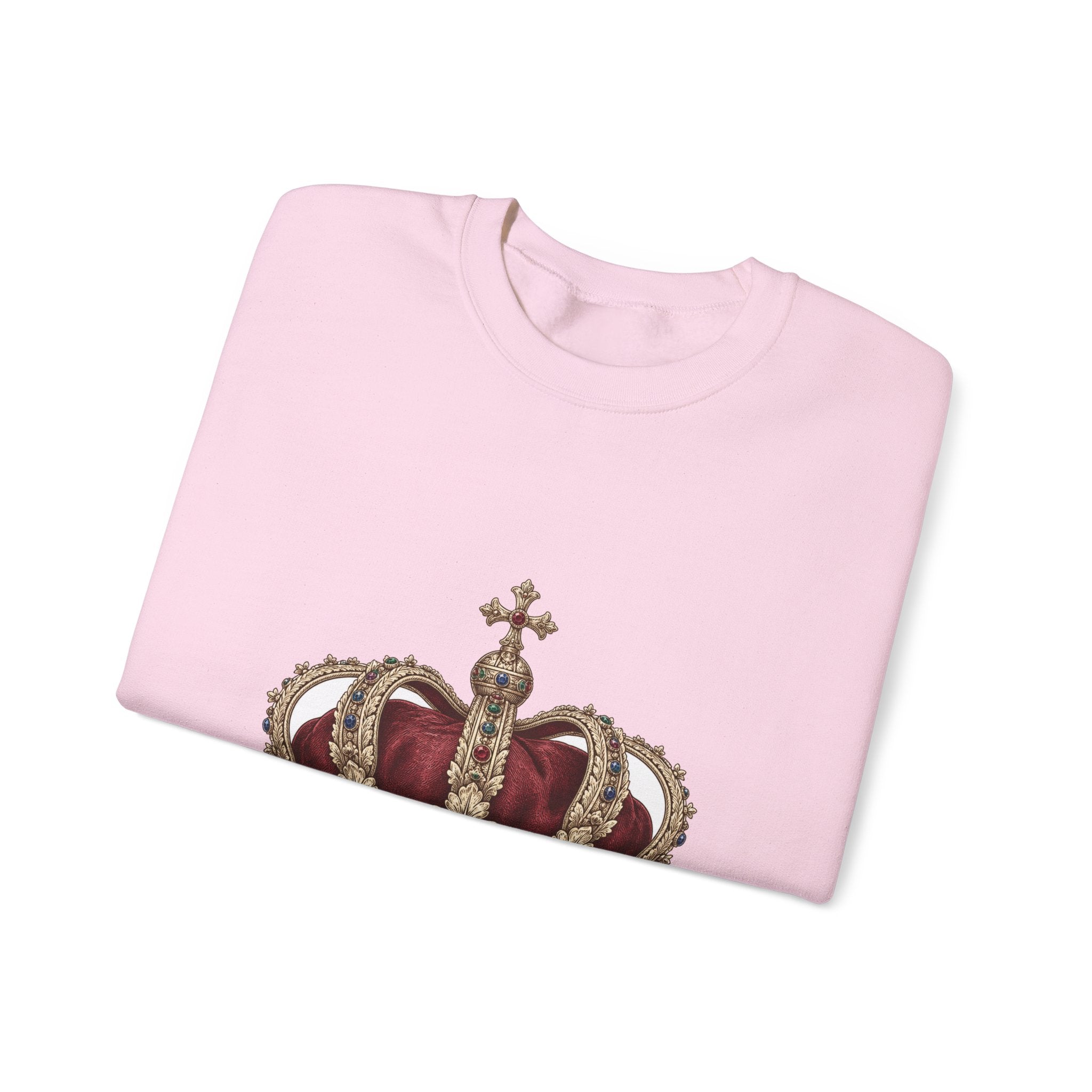 Matching Couple Sweatshirt - Crown & Shield Matching Couple Crewneck Sweatshirt Vintage Art His Hers Wedding Gift - Design A