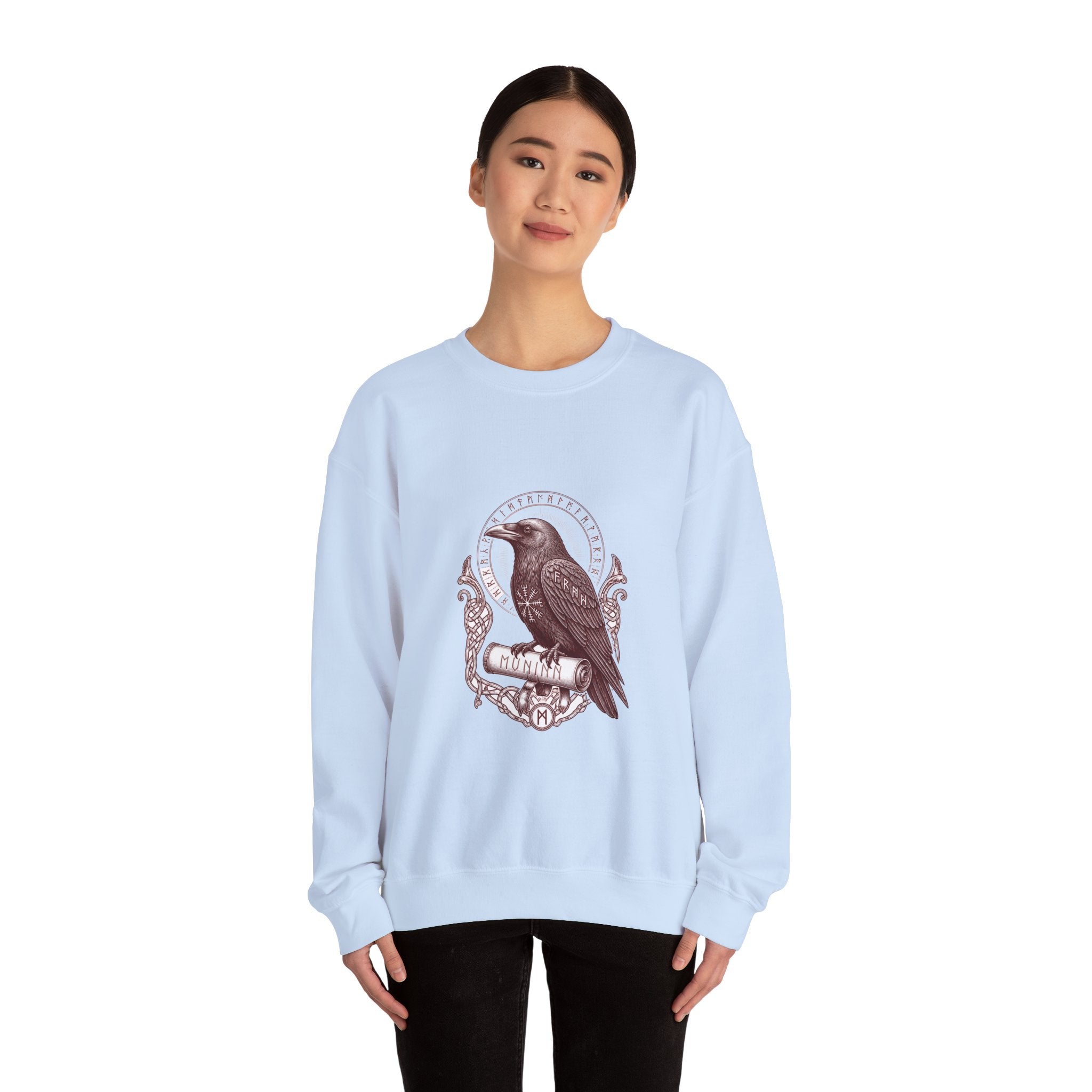 Matching Couple Sweatshirt - Huginn & Muninn Matching Couple Premium Fleece Sweatshirt Vintage Art His Hers Honeymoon Gift - Design B