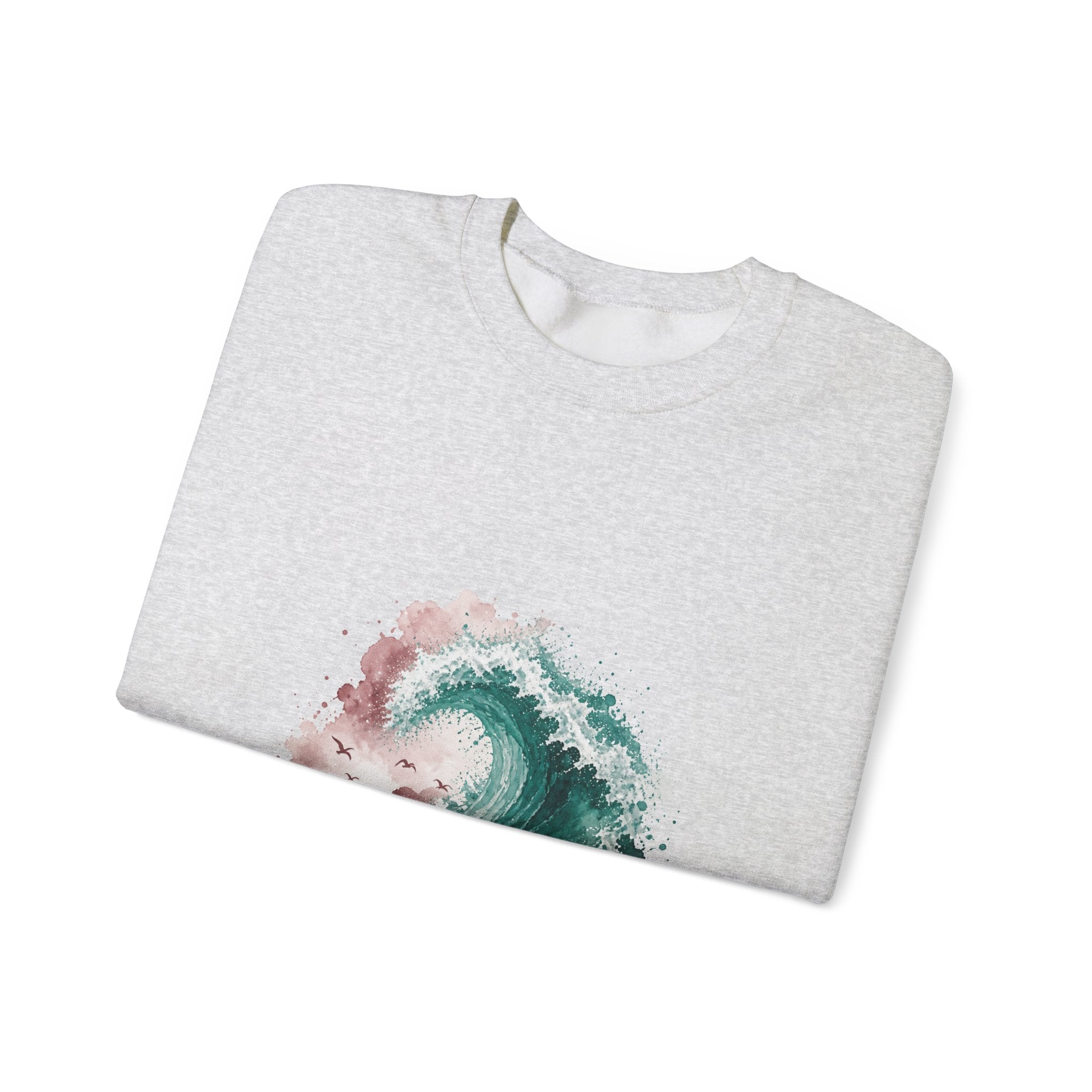 Matching Couple Sweatshirt - Mountain & Ocean Matching Couple Crewneck Sweatshirt Watercolor Art His Hers Engagement Gift - Design B