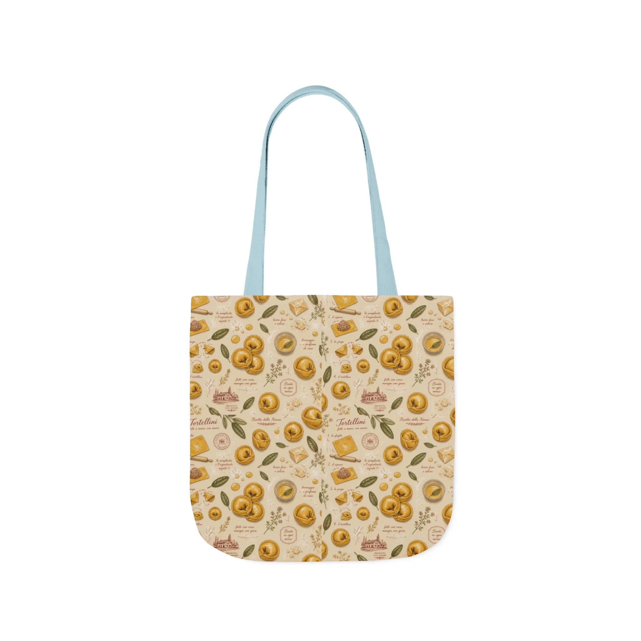 Tortellini with Sage Canvas Tote Bag Mediterranean Kitchen Botanical Design Italian Cottagecore Gift