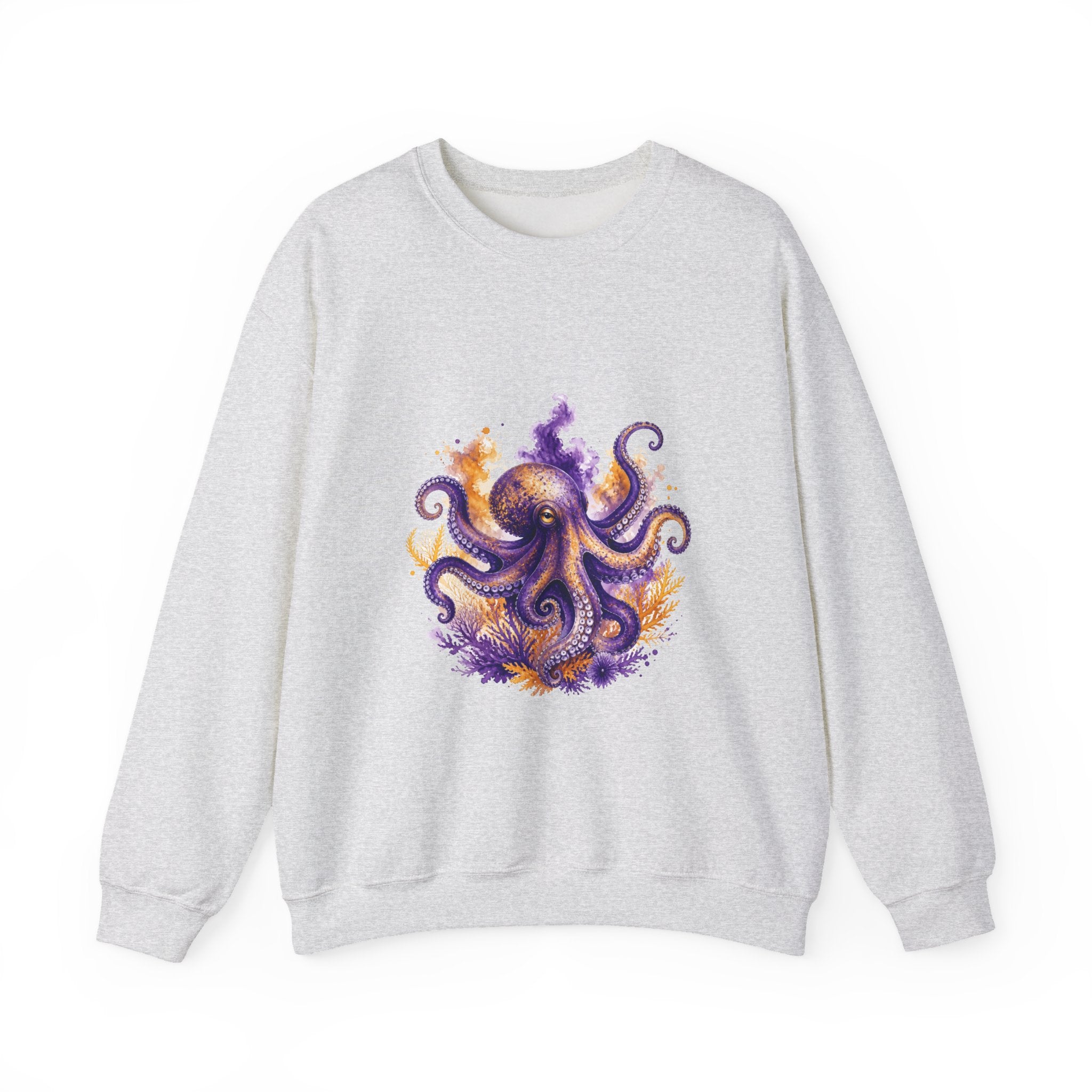Matching Couple Sweatshirt - Octopus & Jellyfish Matching Couple Comfort Colors Crew Watercolor Art His Hers Birthday Gift - Design A