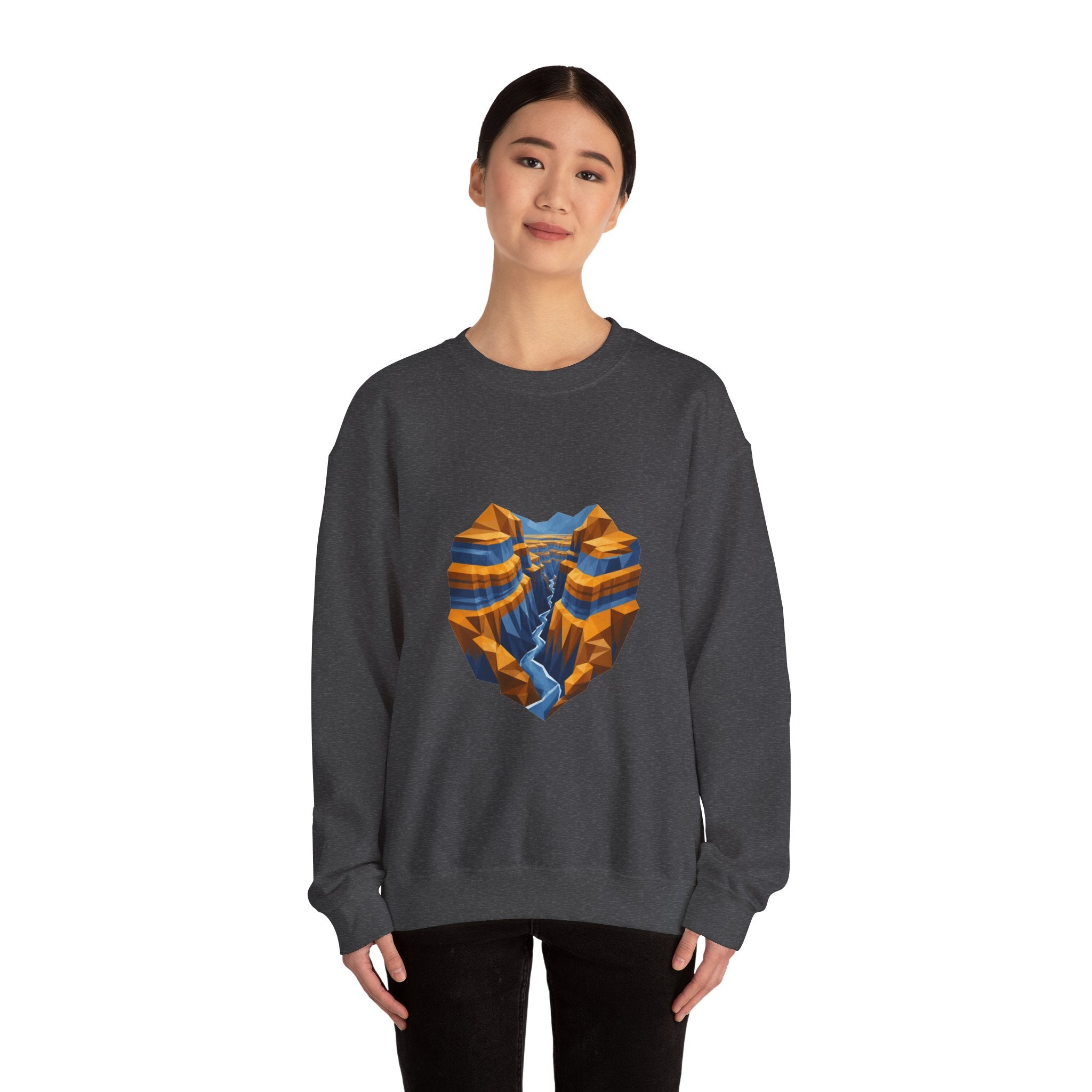 Matching Couple Sweatshirt - Lavender Fields & Canyon Matching Couple Premium Fleece Sweatshirt Geometric Art His Hers Love Gift - Design B