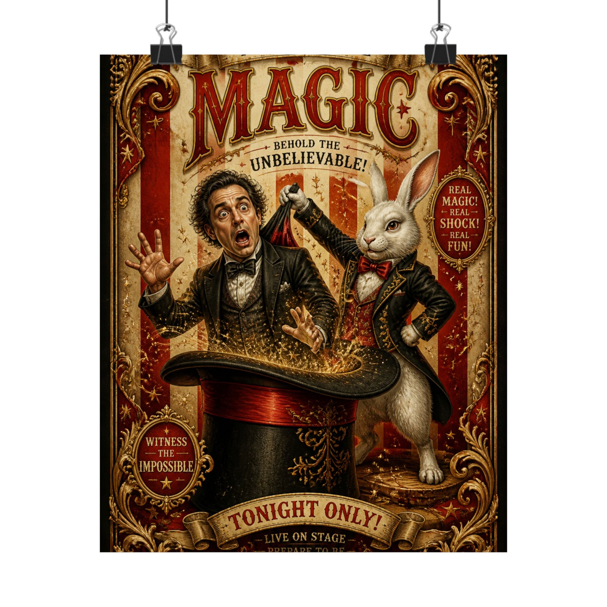 Magic Hat Rabbit Wall Art Poster 24×36 Baroque Studio Decor Maximalist Print