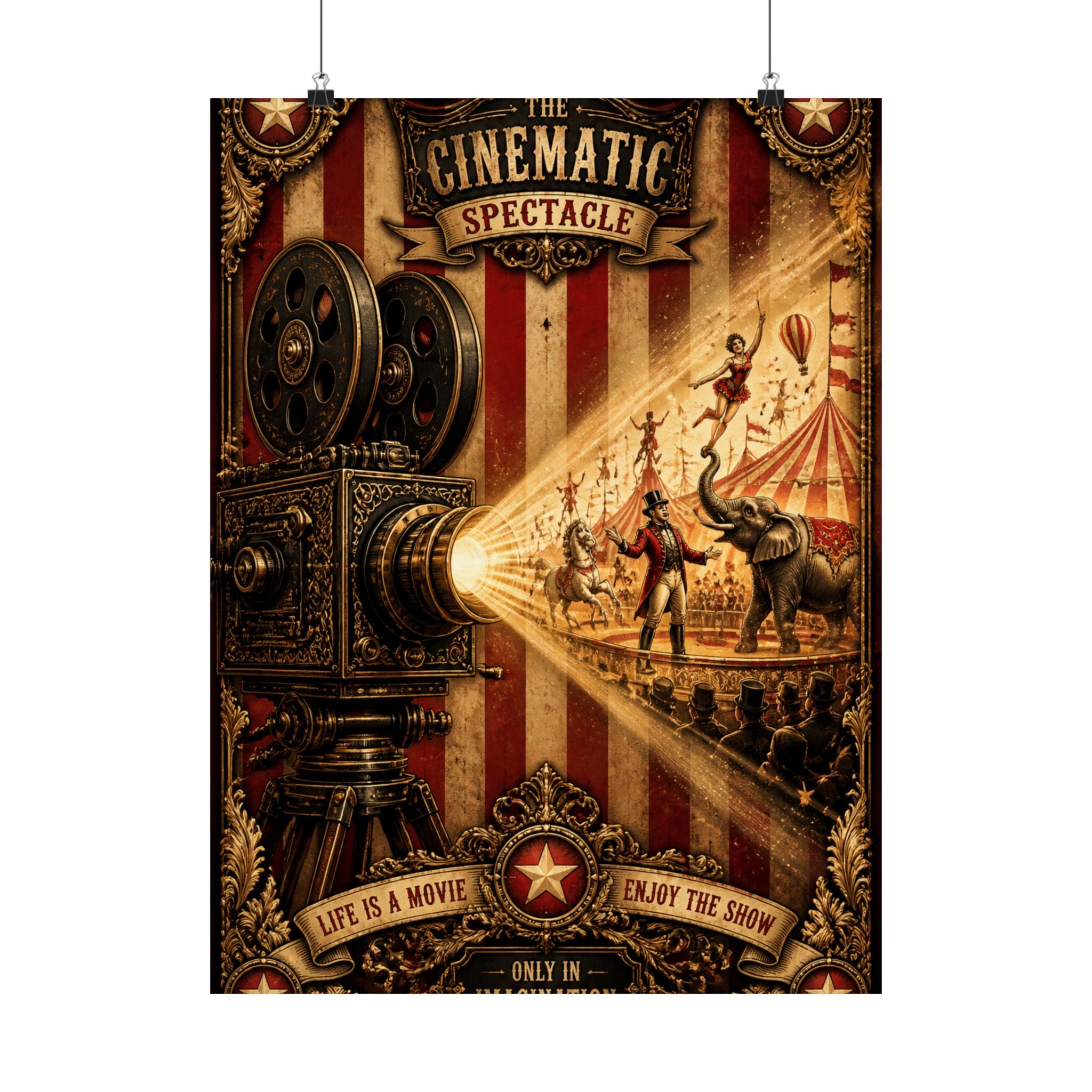 Film Camera Projector Show Wall Art Poster 24×36 Baroque Studio Decor Maximalist Print