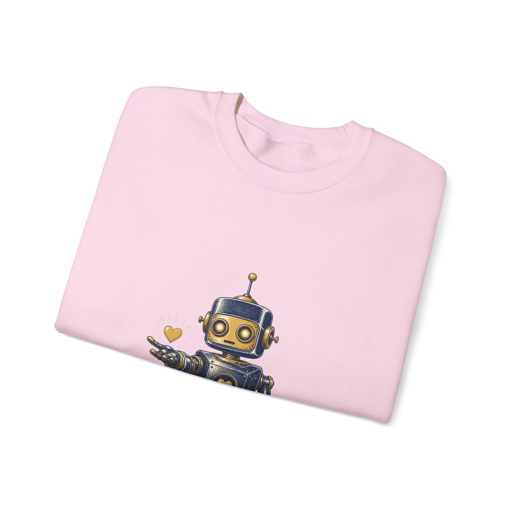 Matching Couple Sweatshirt - Robot & Heart Matching Couple Comfort Colors Crew Hand-Drawn Art His Hers Anniversary Gift - Design A