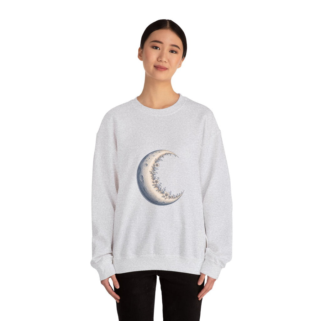 Matching Couple Sweatshirt - Waxing & Waning Moon Matching Couple Premium Fleece Sweatshirt Hand-Drawn Art His Hers Anniversary Gift - Design A