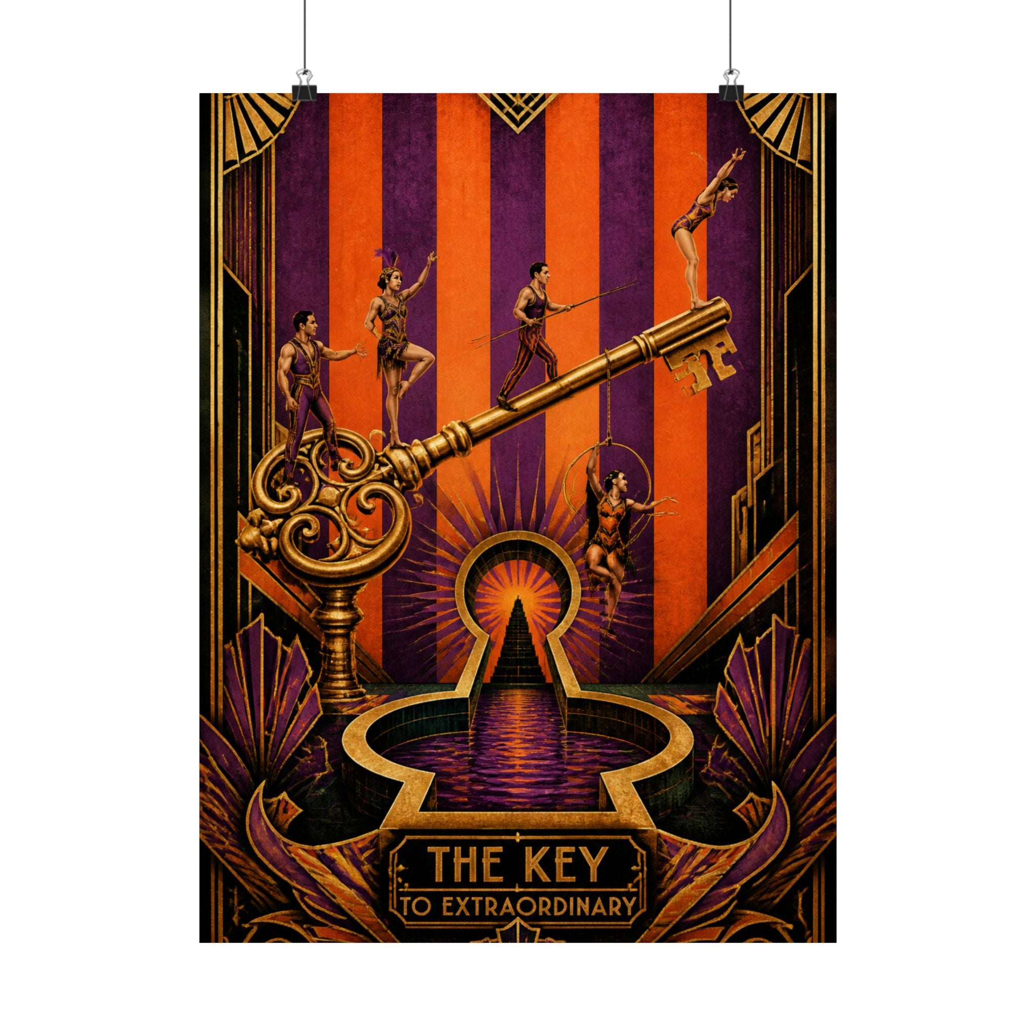 Giant Key Performance Wall Art Poster 24×36 Art Deco Bar Area Decor Maximalist Print