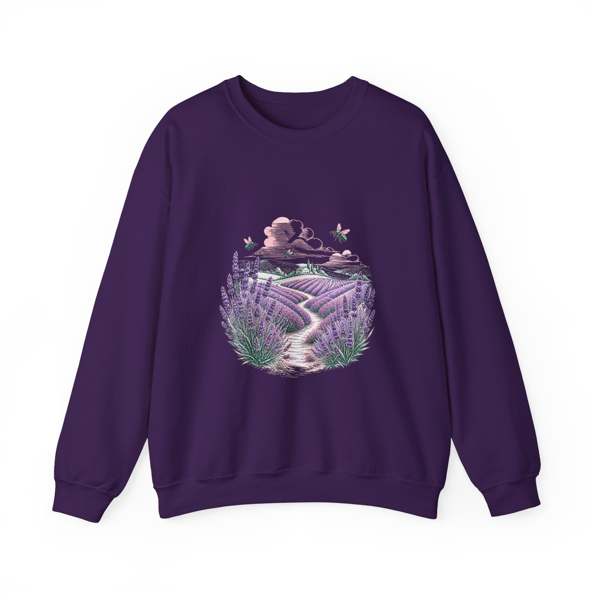 Matching Couple Sweatshirt - Lavender Fields & Canyon Matching Couple Comfort Colors Crew Hand-Drawn Art His Hers Anniversary Gift - Design A