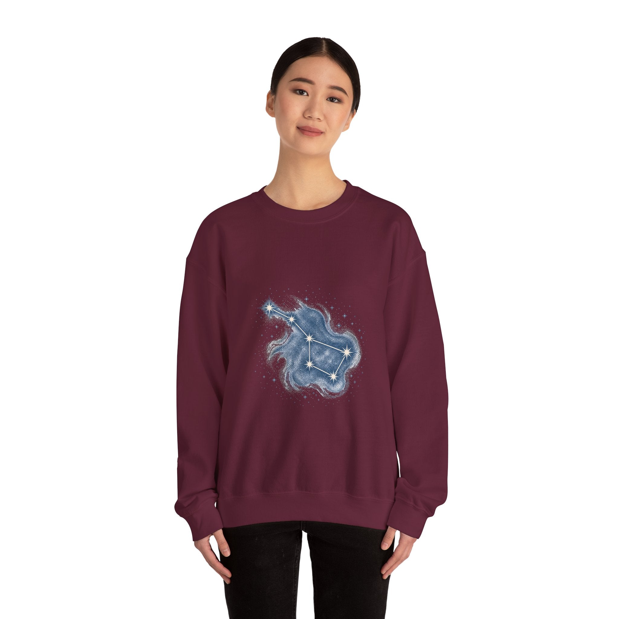 Matching Couple Sweatshirt - Big & Little Dipper Matching Couple Premium Fleece Sweatshirt Hand-Drawn Art His Hers Anniversary Gift - Design A