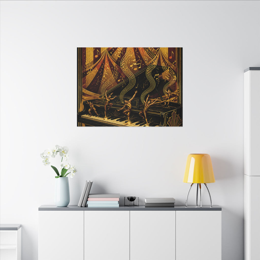 Grand Piano Acrobats Wall Art Canvas 24×36 Art Deco Bar Area Decor Maximalist Print