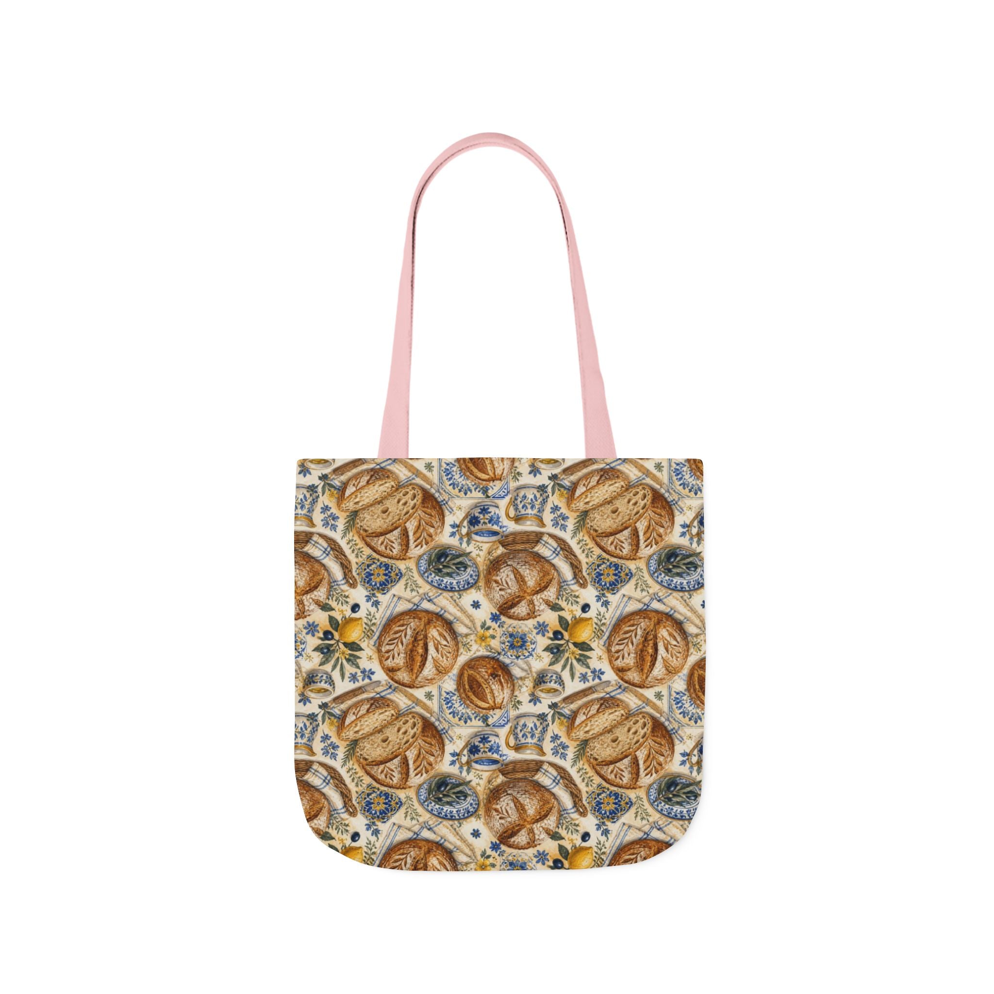 Rustic Sourdough Bread Canvas Tote Bag Mediterranean Kitchen Watercolor Design Italian Cottagecore Gift