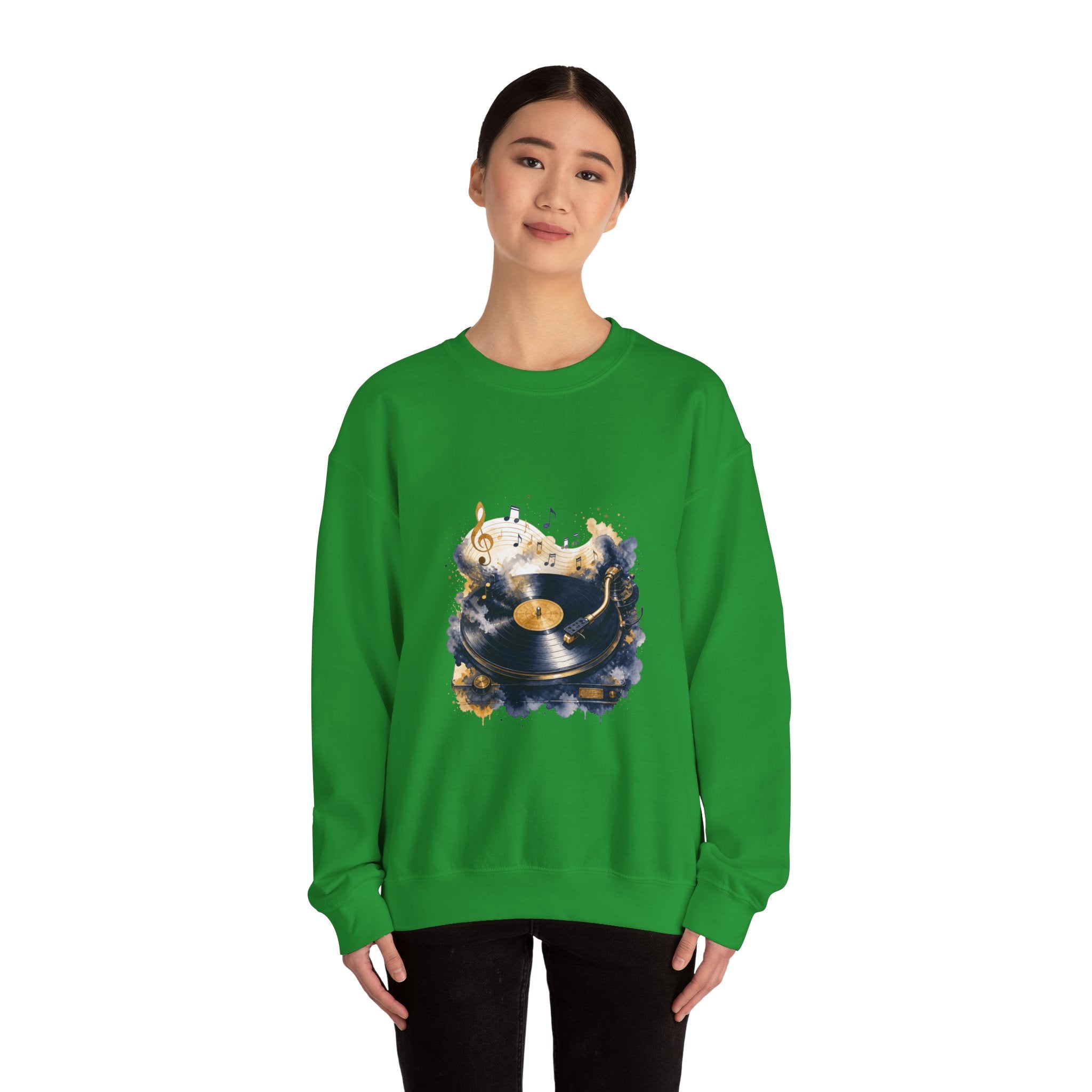 Matching Couple Sweatshirt - Vinyl & Cassette Matching Couple Crewneck Sweatshirt Watercolor Art His Hers Engagement Gift - Design A