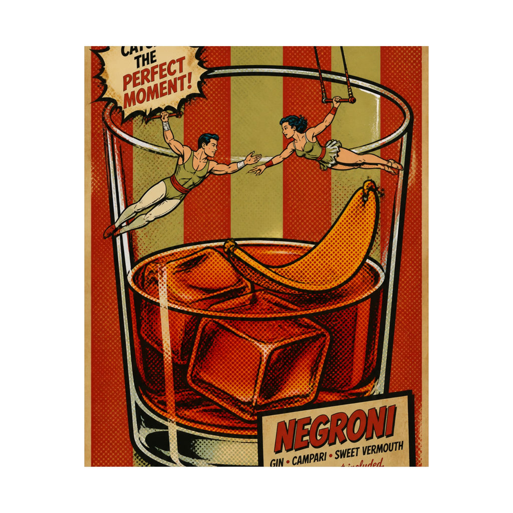 Negroni Trapeze Act Wall Art Poster 24×36 Pop Art Restaurant Decor Maximalist Print
