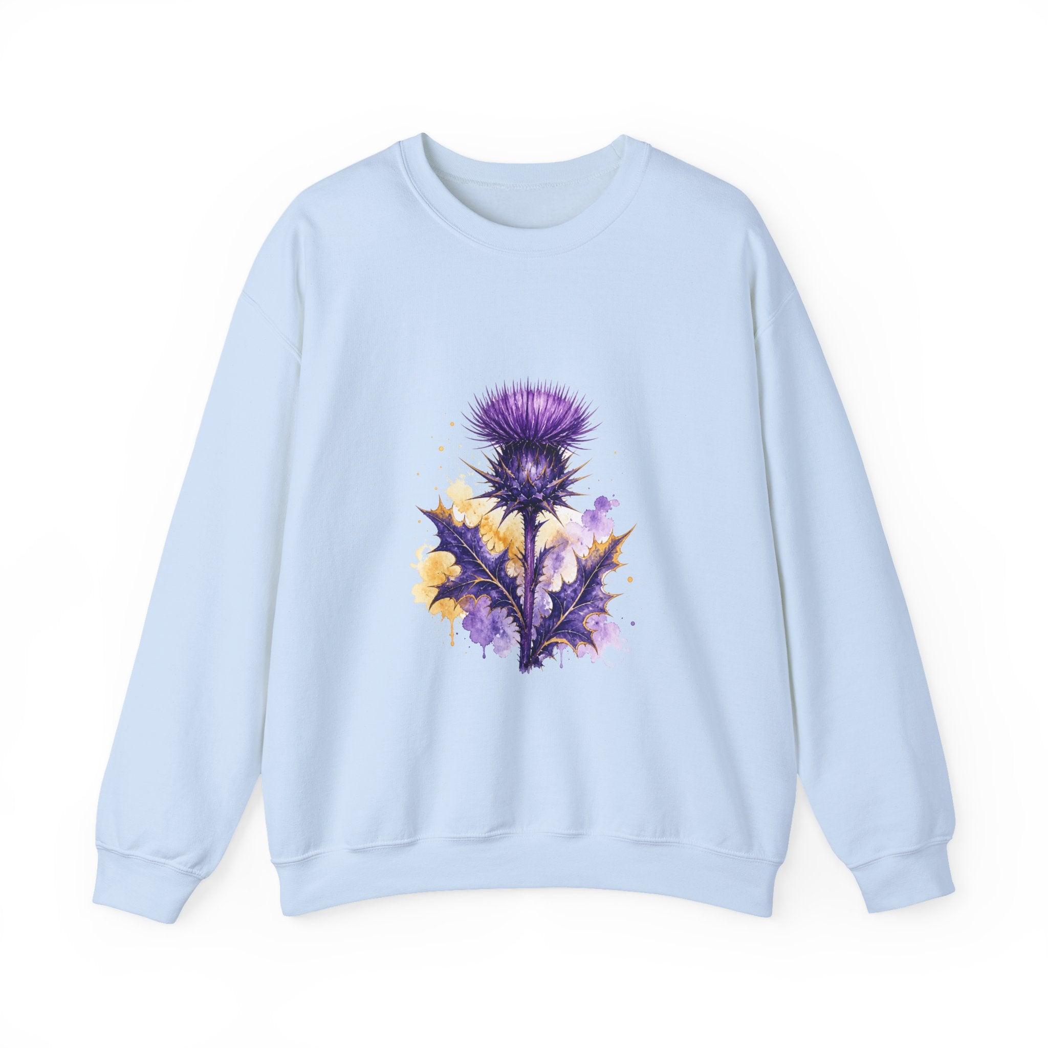 Matching Couple Sweatshirt - Lavender & Thistle Matching Couple Crewneck Sweatshirt Watercolor Art His Hers Engagement Gift - Design B