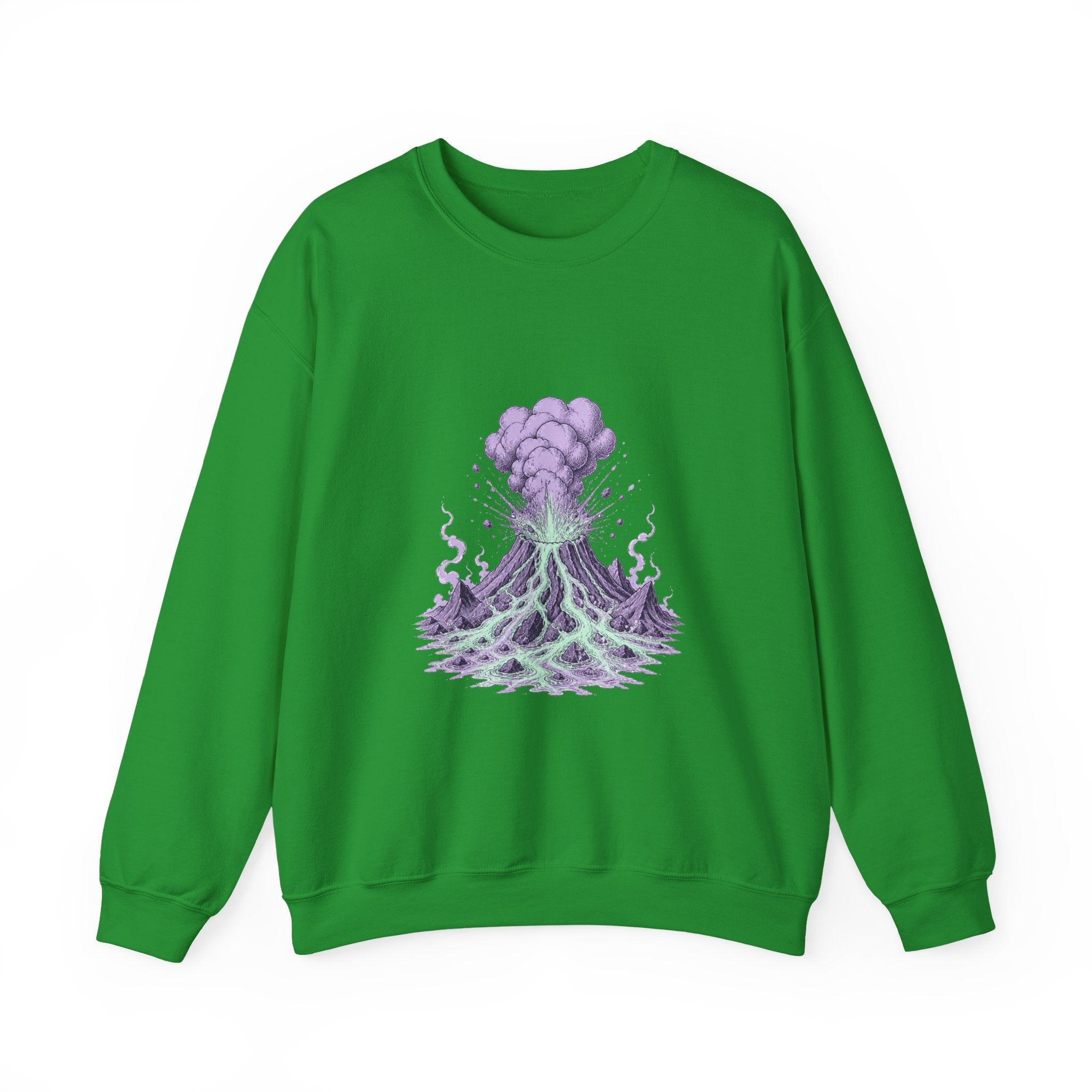Matching Couple Sweatshirt - Volcano & Glacier Matching Couple Premium Fleece Sweatshirt Hand-Drawn Art His Hers Anniversary Gift - Design A