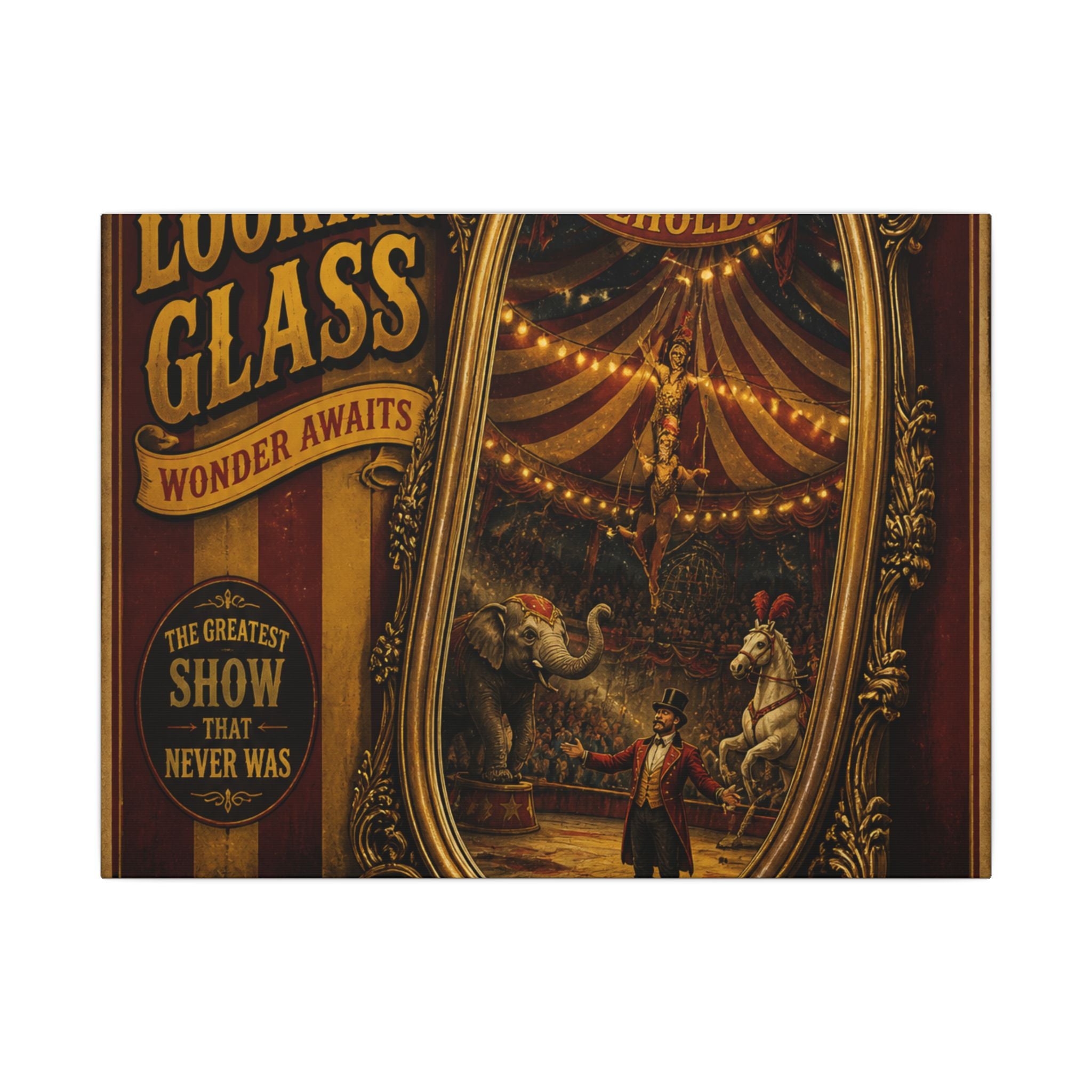 Vintage Mirror Circus Wall Art Canvas 16×20 Vintage Circus Kitchen Decor Maximalist Print
