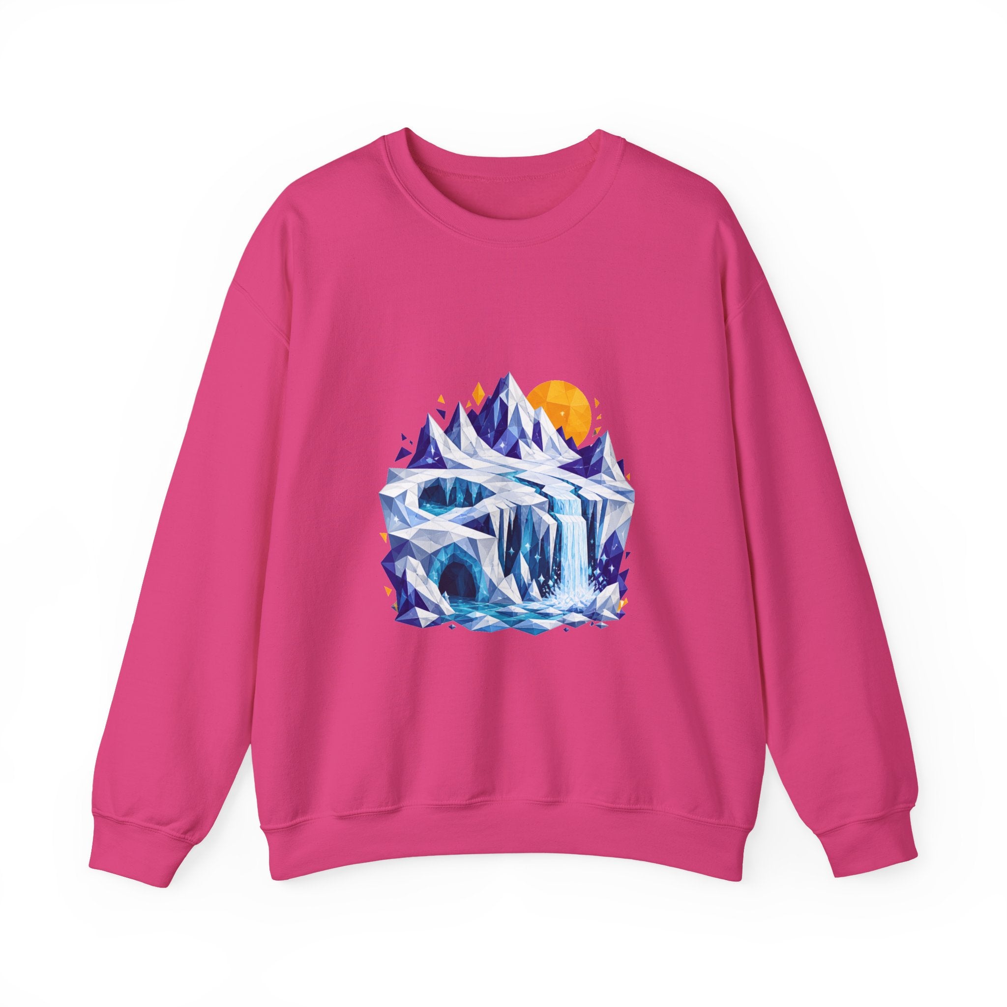 Matching Couple Sweatshirt - Volcano & Glacier Matching Couple Crewneck Sweatshirt Geometric Art His Hers Couple Gift - Design B