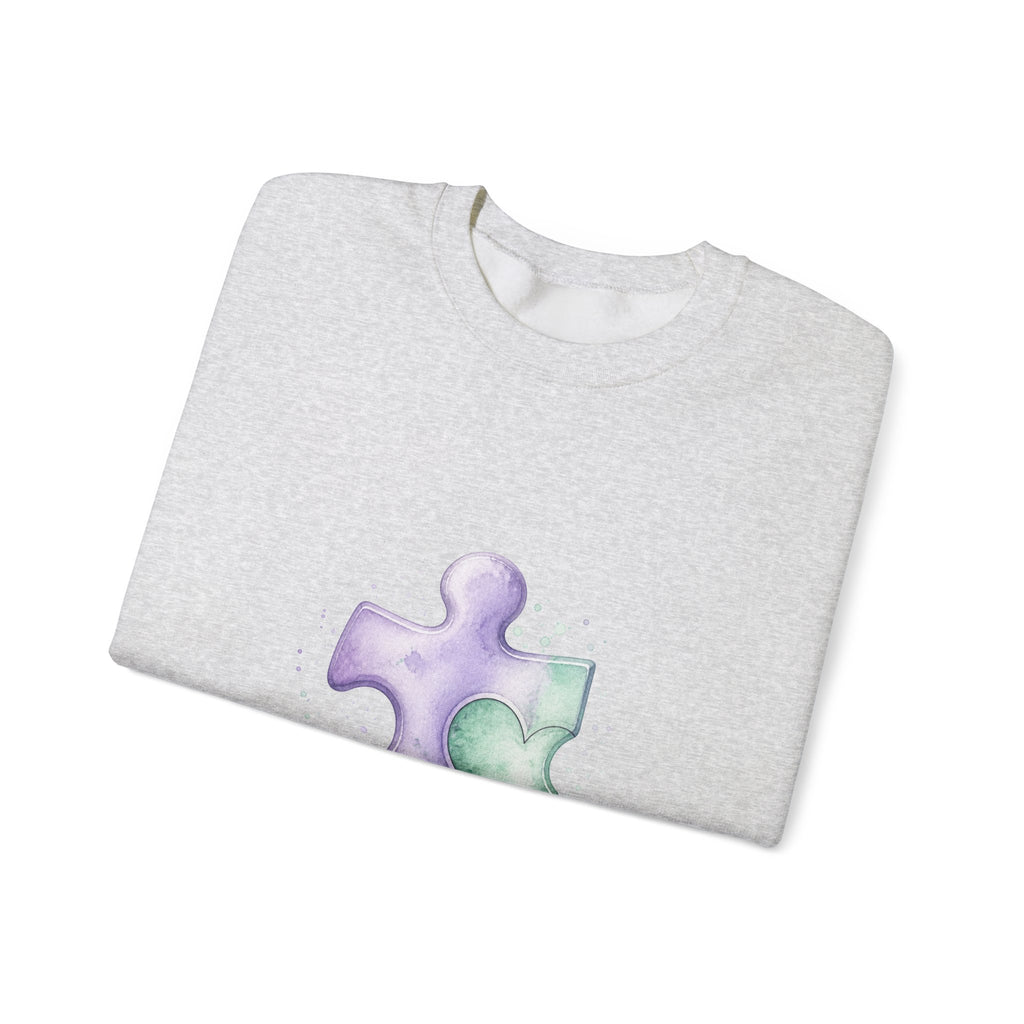 Matching Couple Sweatshirt - Puzzle Pieces Matching Couple Comfort Colors Crew Watercolor Art His Hers Birthday Gift - Design A
