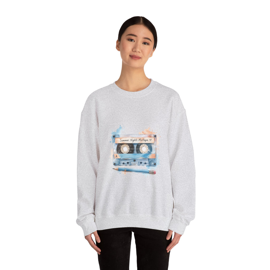 Matching Couple Sweatshirt - Vinyl & Cassette Matching Couple Comfort Colors Crew Watercolor Art His Hers Birthday Gift - Design B