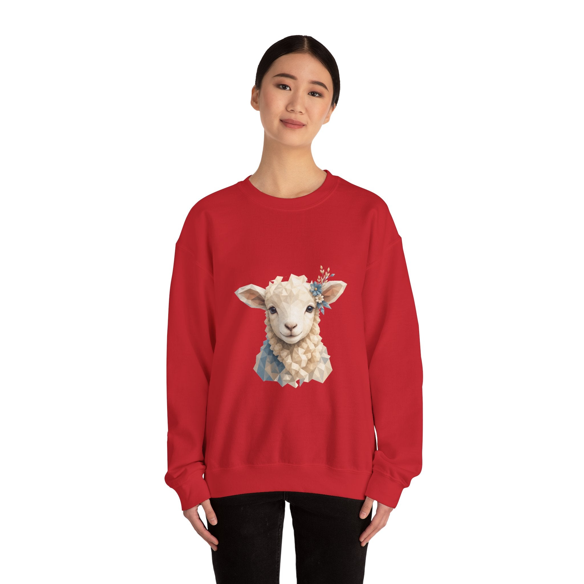 Matching Couple Sweatshirt - Lion & Lamb Matching Couple Crewneck Sweatshirt Geometric Art His Hers Couple Gift - Design B