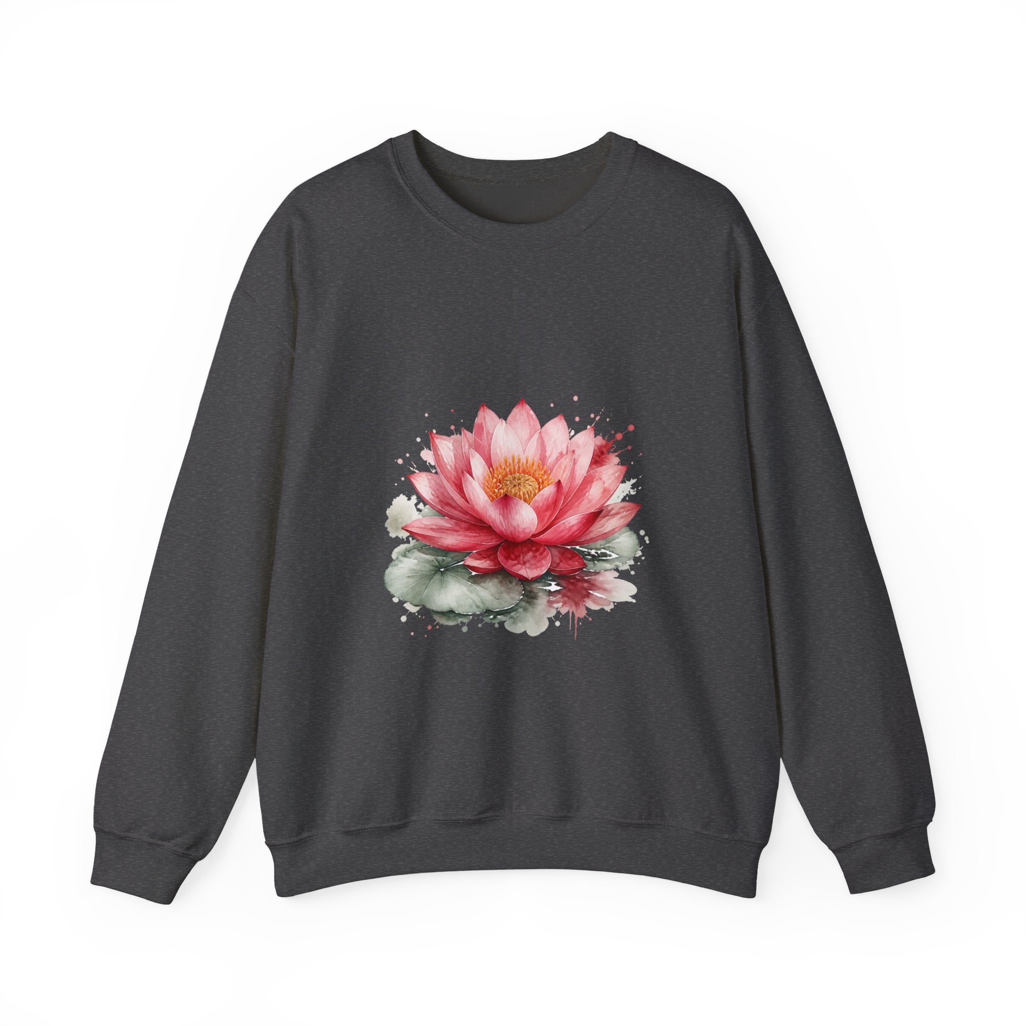 Matching Couple Sweatshirt - Open & Closed Lotus Matching Couple Crewneck Sweatshirt Watercolor Art His Hers Engagement Gift - Design A