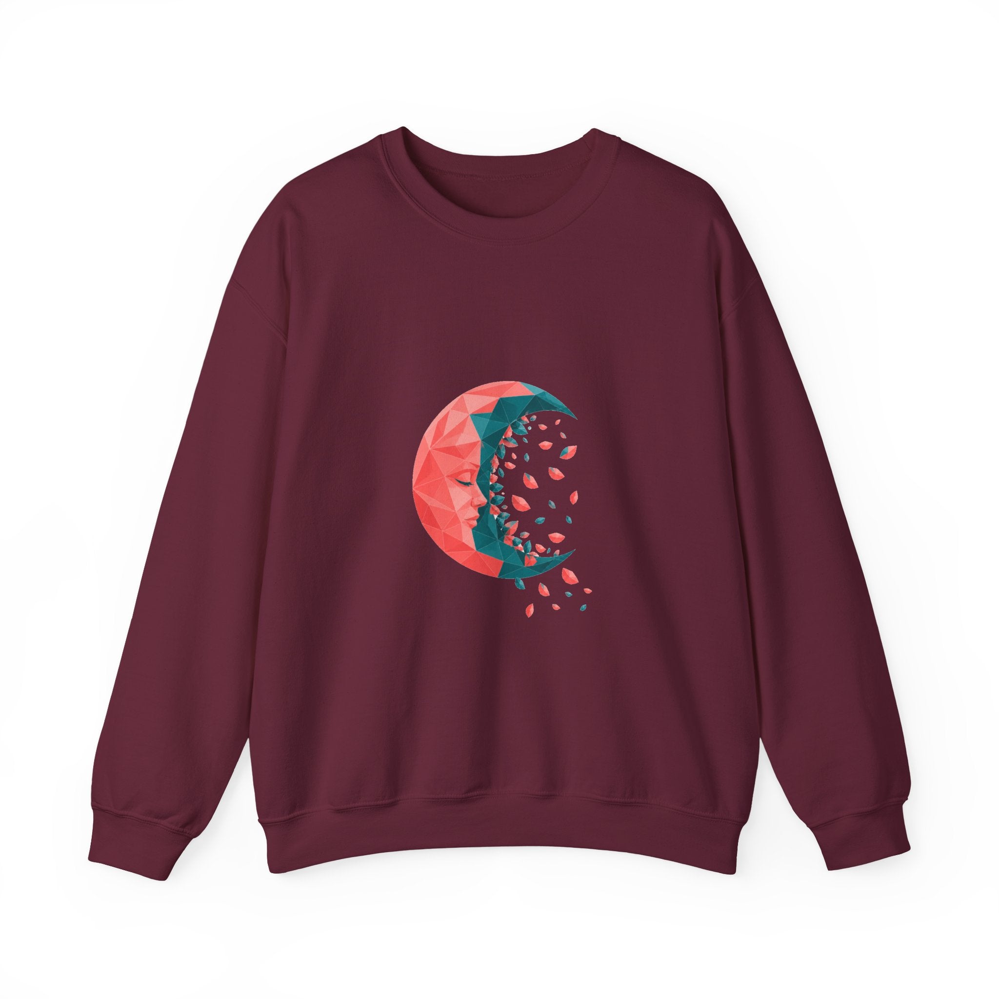 Matching Couple Sweatshirt - Waxing & Waning Moon Matching Couple Crewneck Sweatshirt Geometric Art His Hers Couple Gift - Design B