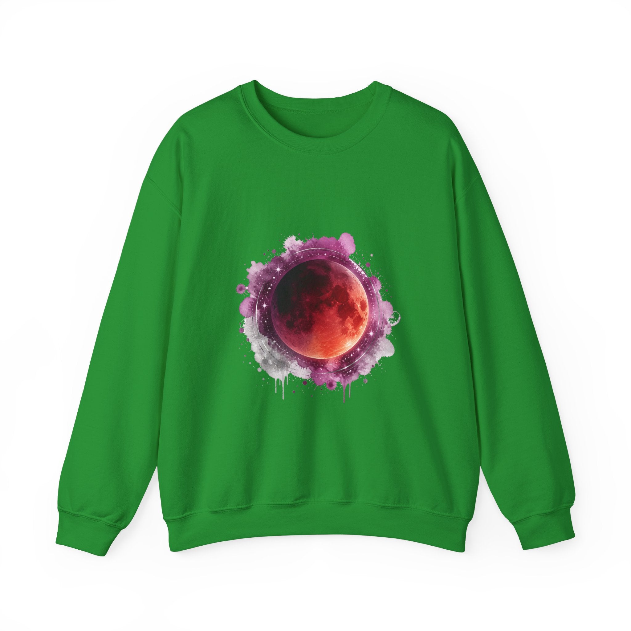 Matching Couple Sweatshirt - Solar & Lunar Eclipse Matching Couple Premium Fleece Sweatshirt Watercolor Art His Hers Birthday Gift - Design B