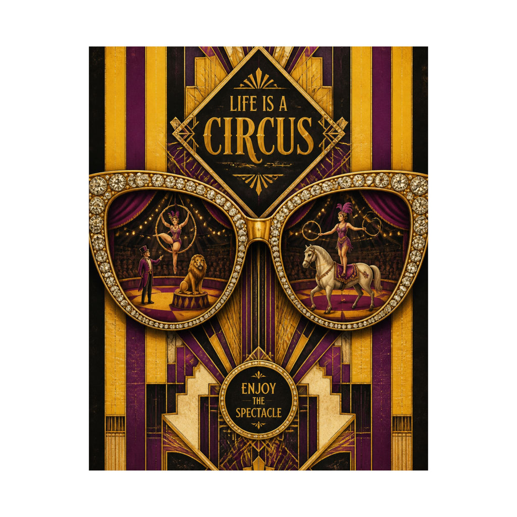 Sunglasses Circus Ring Wall Art Poster 18×24 Art Deco Entryway Decor Maximalist Print