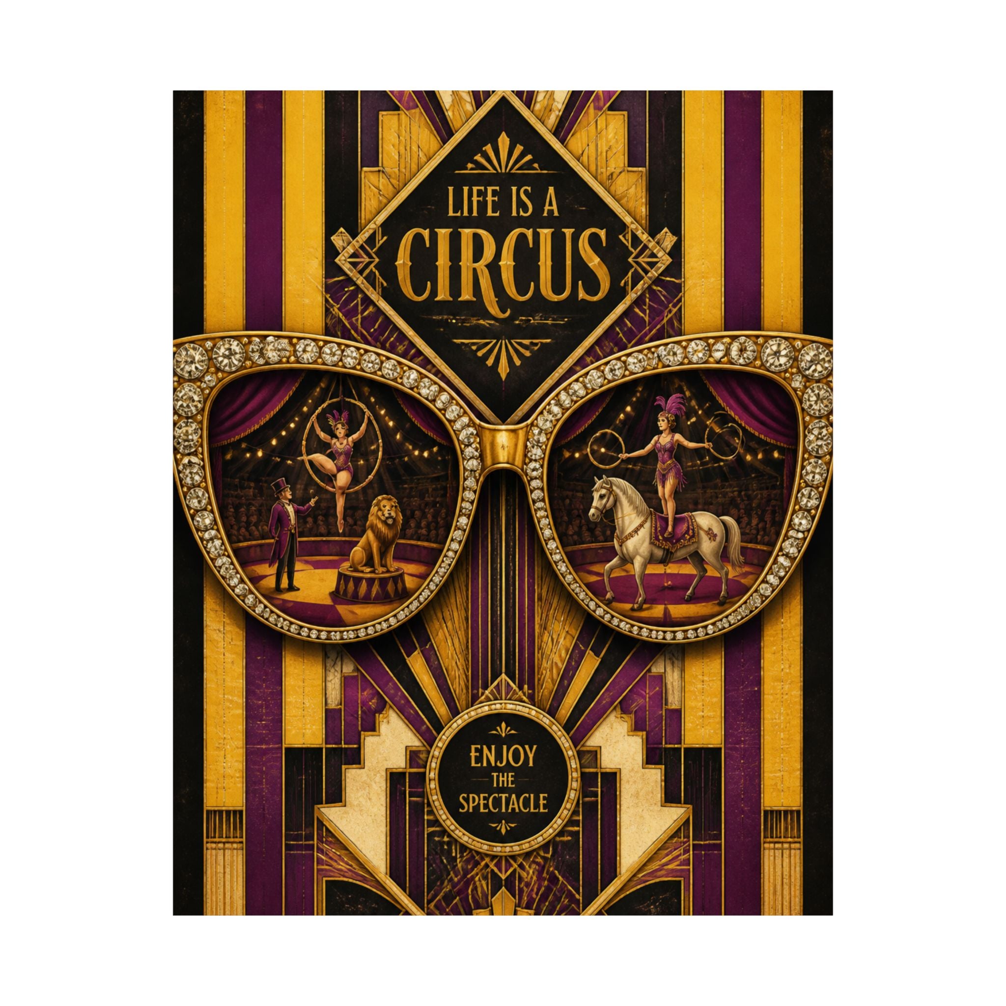 Sunglasses Circus Ring Wall Art Poster 18×24 Art Deco Entryway Decor Maximalist Print